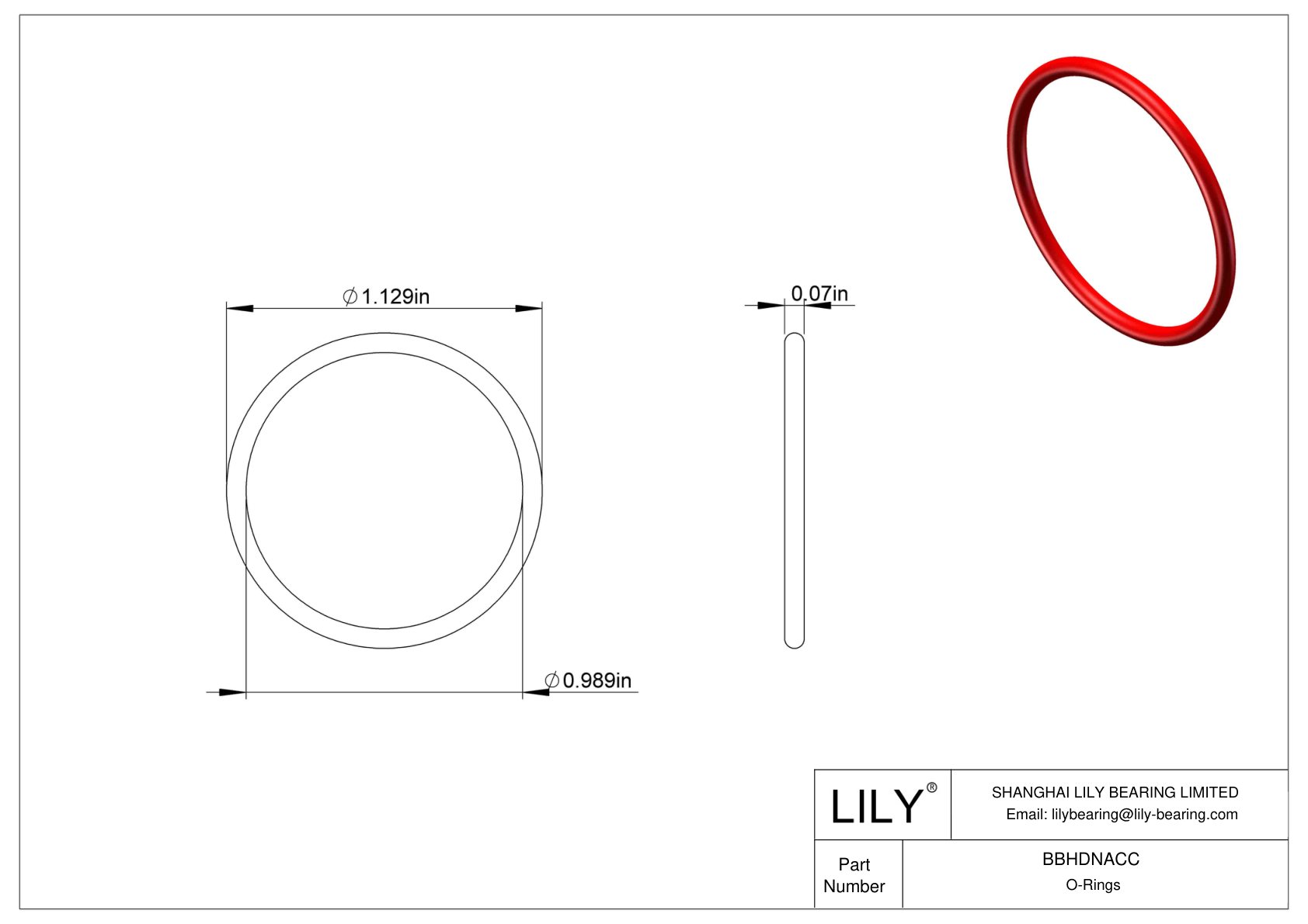 BBHDNACC High Temperature O-Rings Round cad drawing