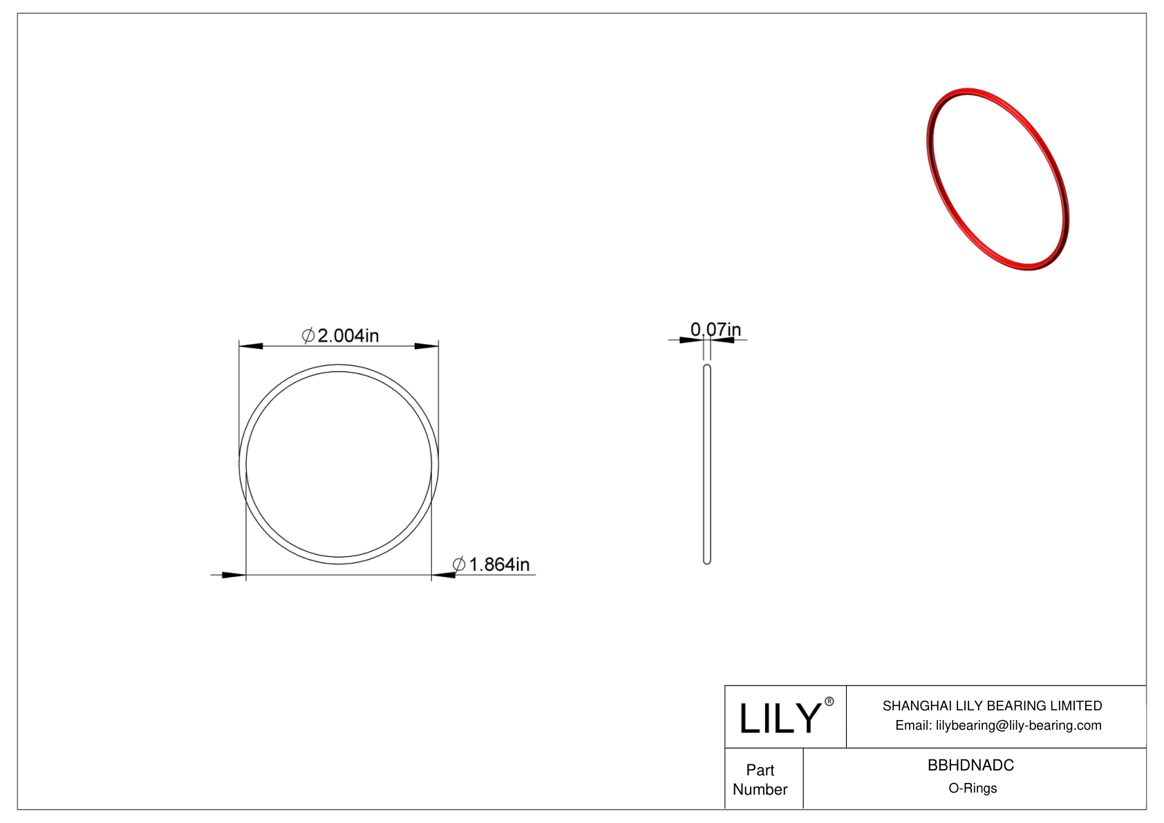 BBHDNADC High Temperature O-Rings Round cad drawing