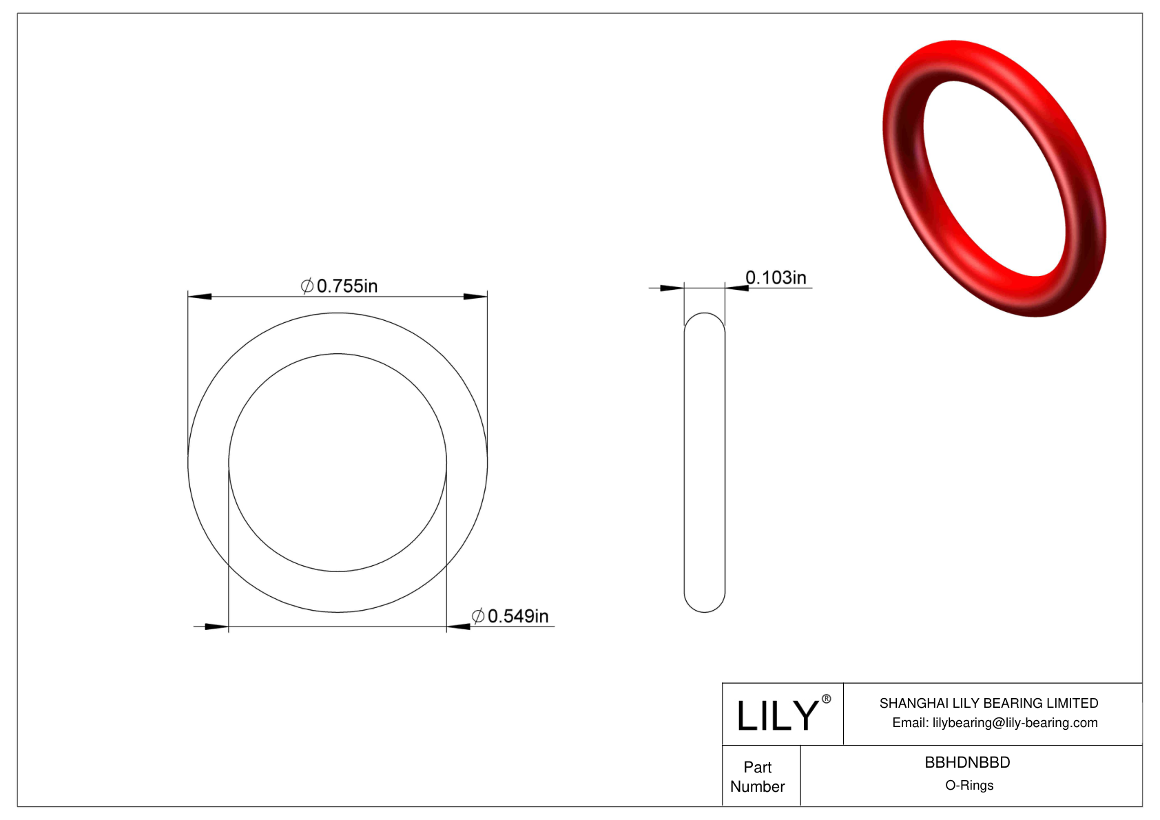 BBHDNBBD High Temperature O-Rings Round cad drawing