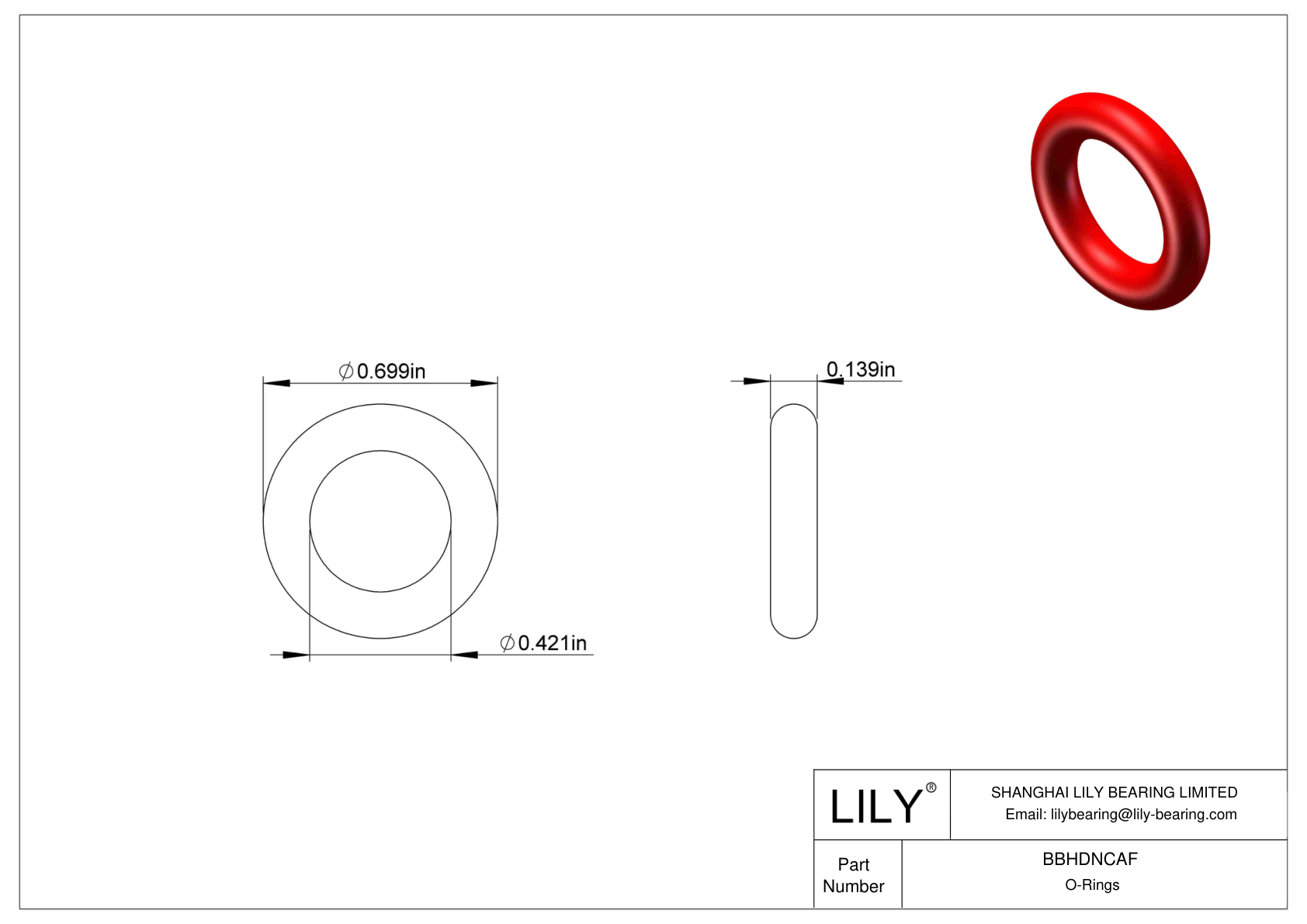 BBHDNCAF High Temperature O-Rings Round cad drawing