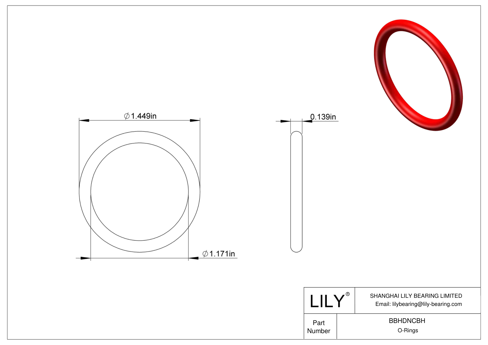 BBHDNCBH High Temperature O-Rings Round cad drawing