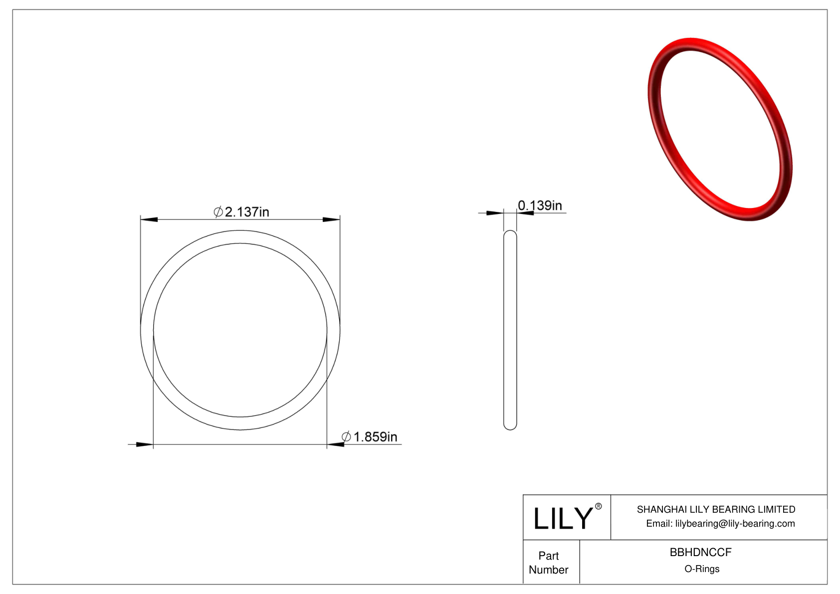 BBHDNCCF High Temperature O-Rings Round cad drawing