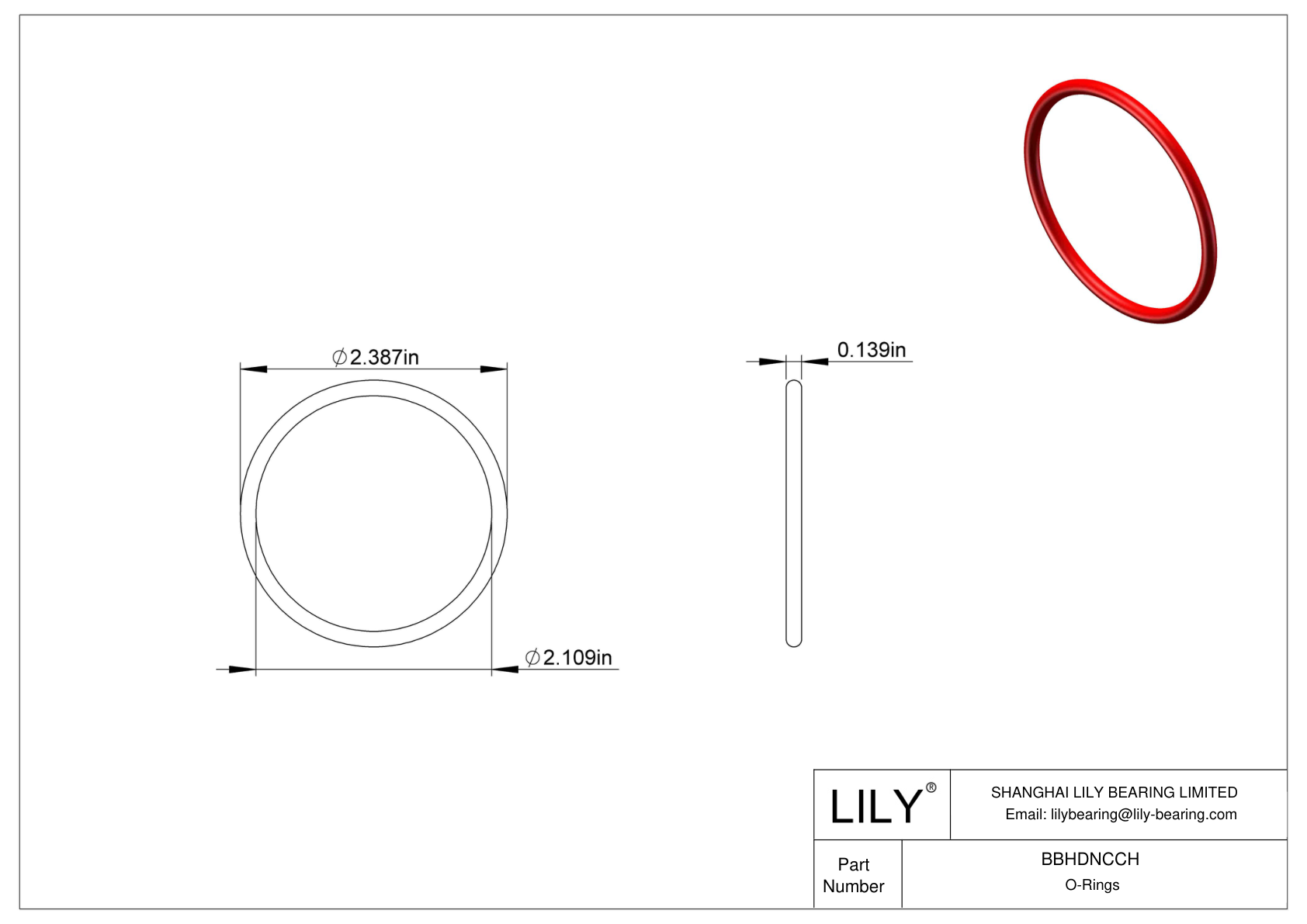 BBHDNCCH High Temperature O-Rings Round cad drawing