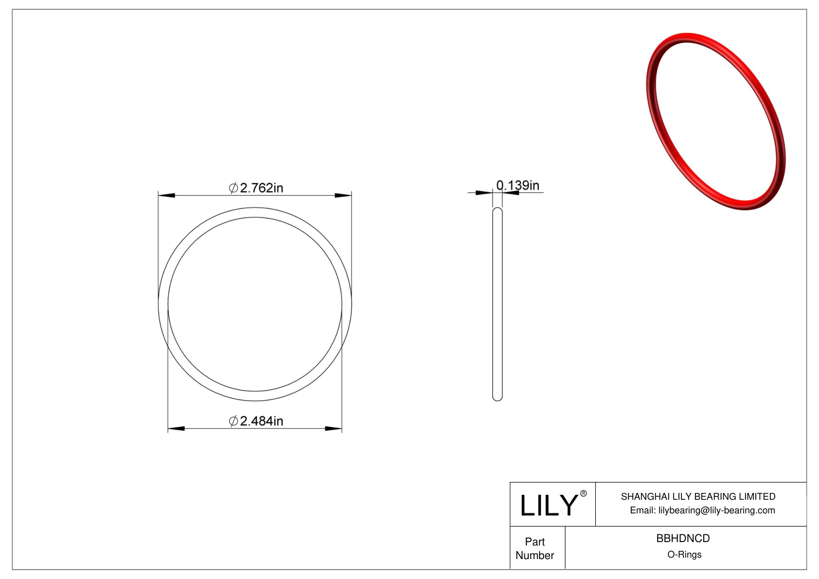 BBHDNCD High Temperature O-Rings Round cad drawing