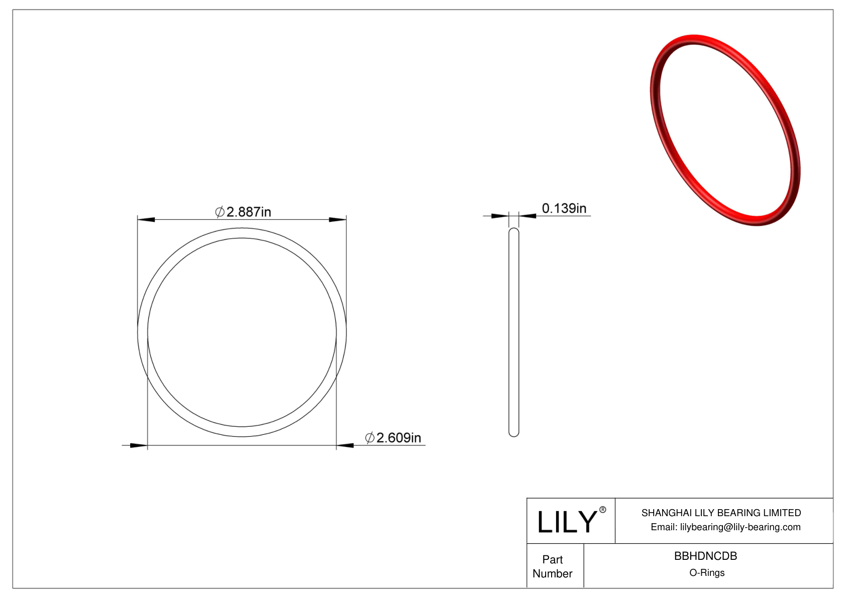 BBHDNCDB High Temperature O-Rings Round cad drawing