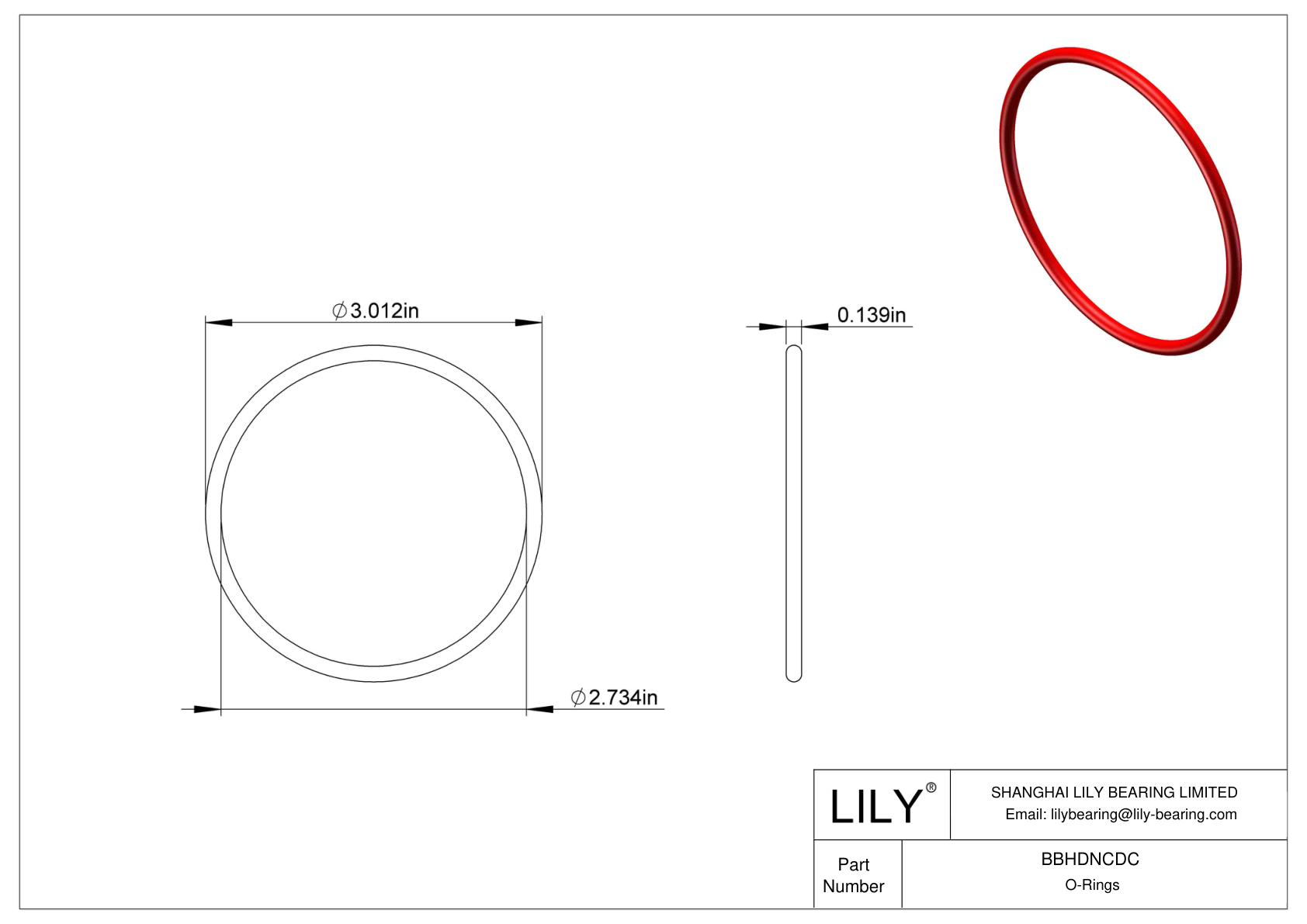 BBHDNCDC High Temperature O-Rings Round cad drawing