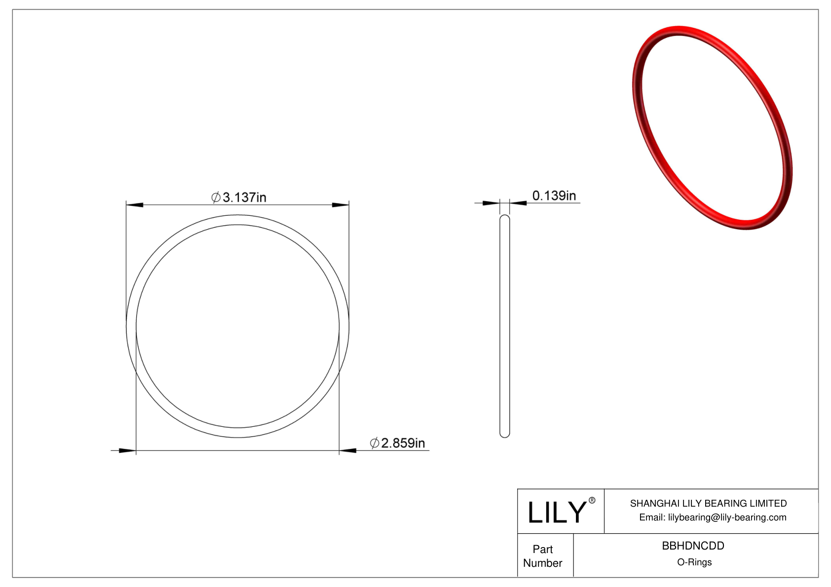 BBHDNCDD High Temperature O-Rings Round cad drawing