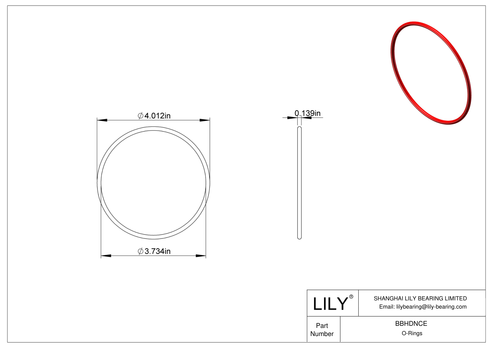BBHDNCE High Temperature O-Rings Round cad drawing