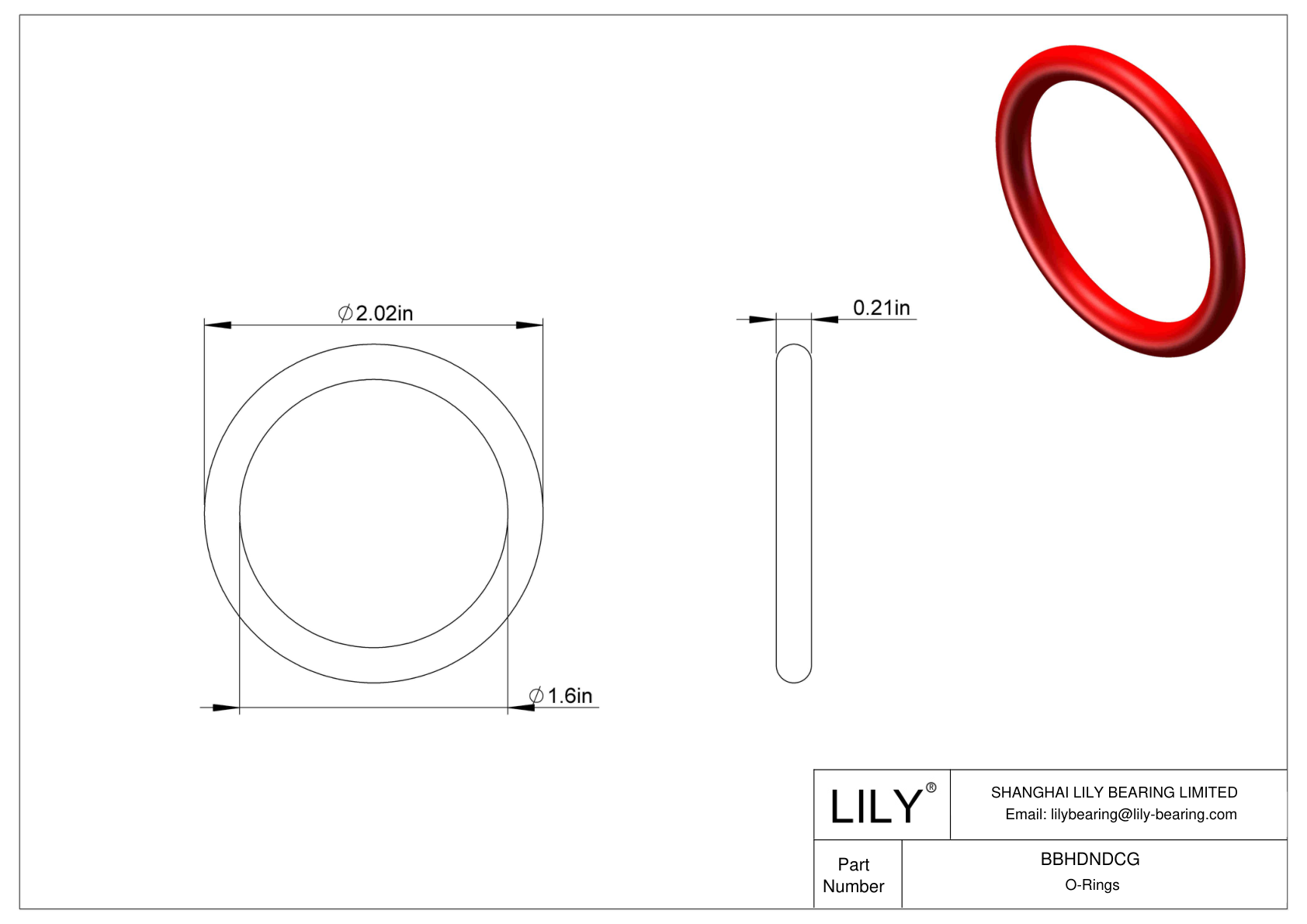 BBHDNDCG High Temperature O-Rings Round cad drawing