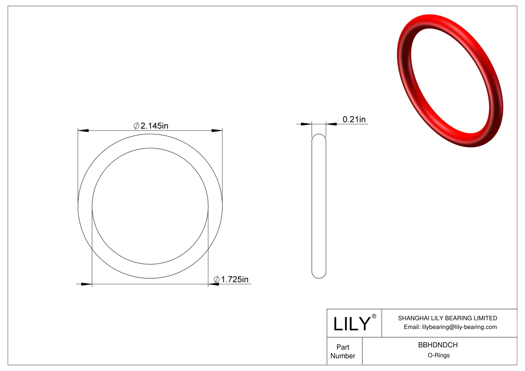 BBHDNDCH High Temperature O-Rings Round cad drawing