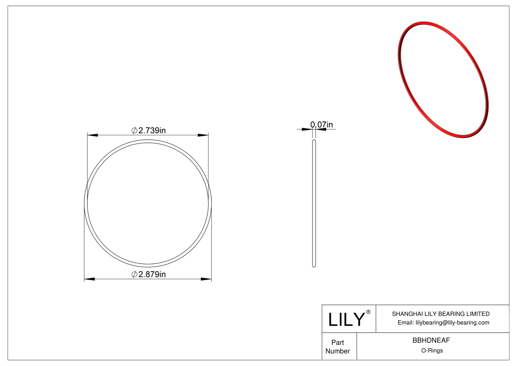 BBHDNEAF High Temperature O-Rings Round cad drawing