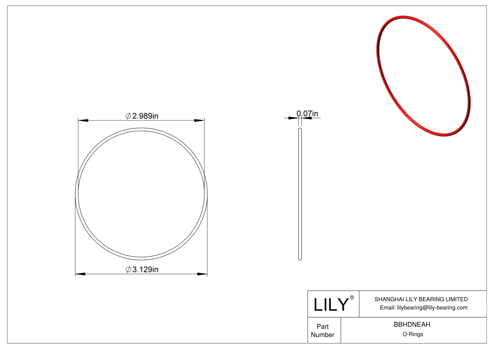 BBHDNEAH High Temperature O-Rings Round cad drawing