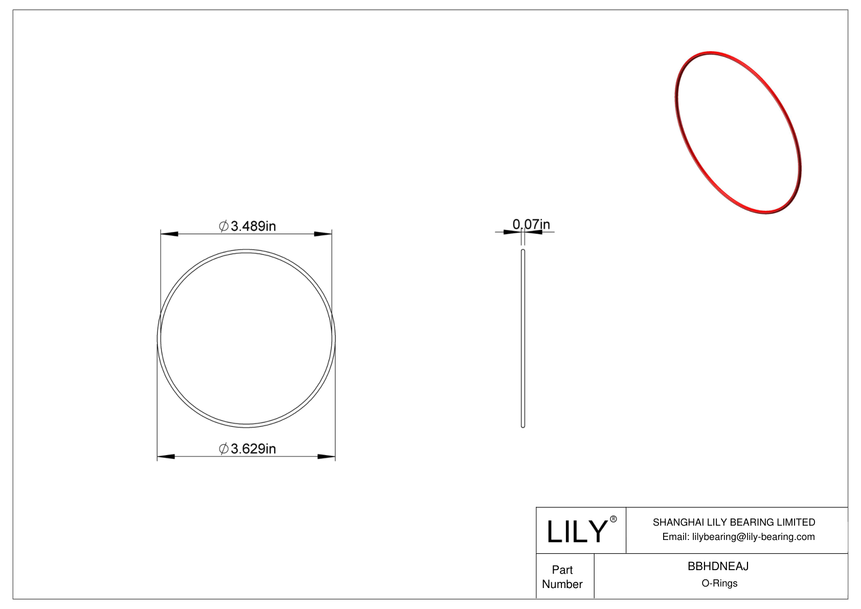 BBHDNEAJ High Temperature O-Rings Round cad drawing