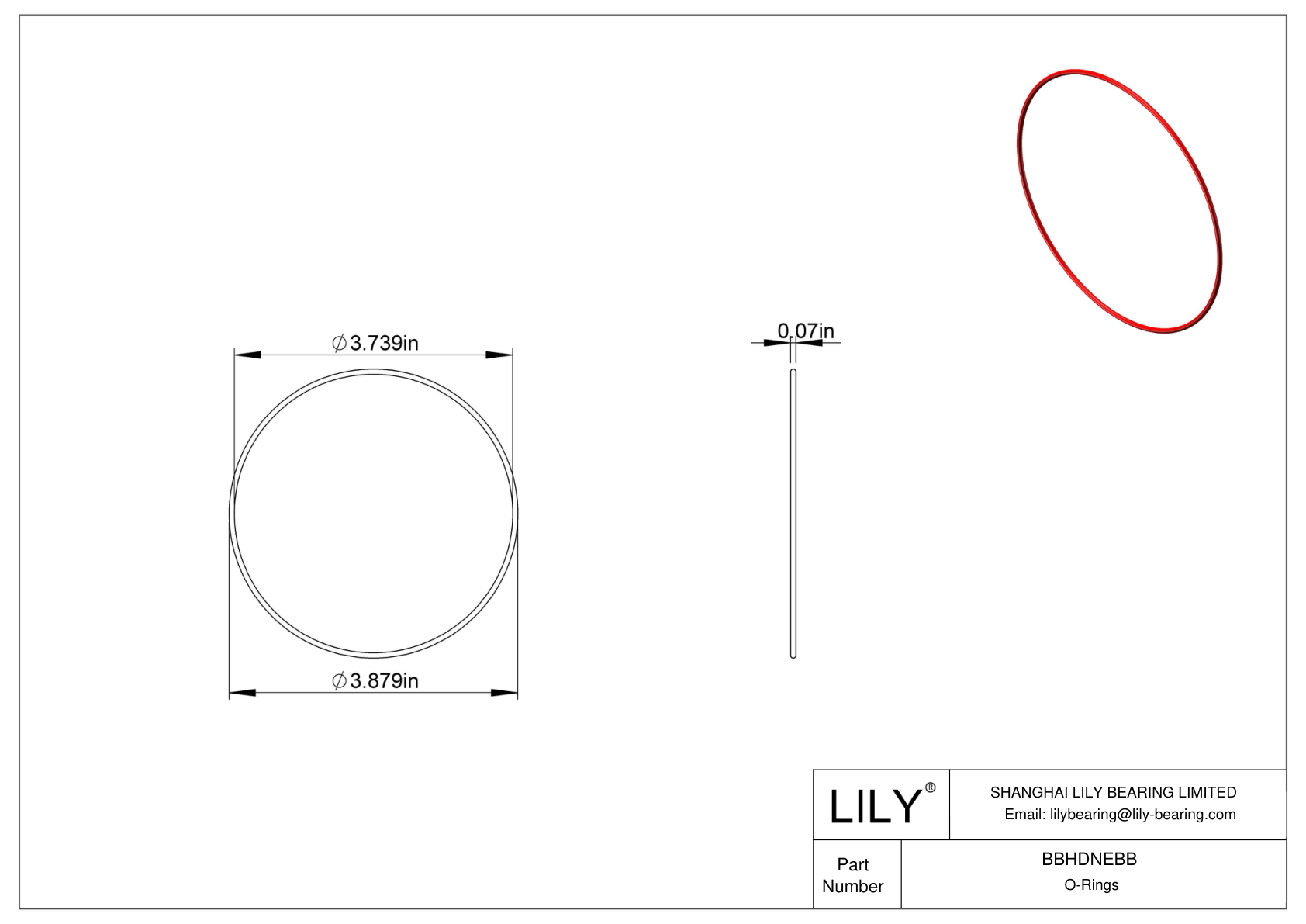 BBHDNEBB High Temperature O-Rings Round cad drawing