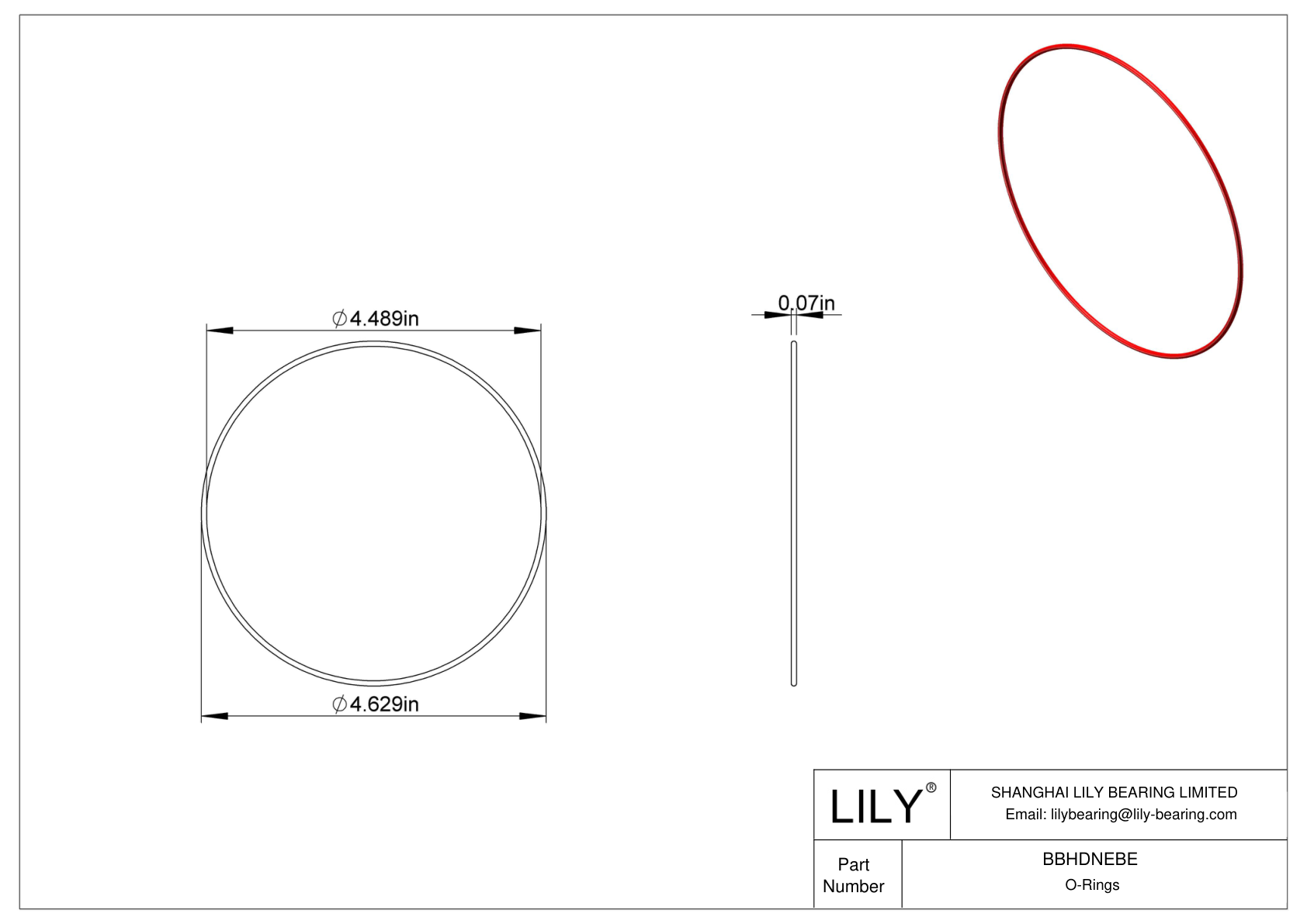 BBHDNEBE High Temperature O-Rings Round cad drawing