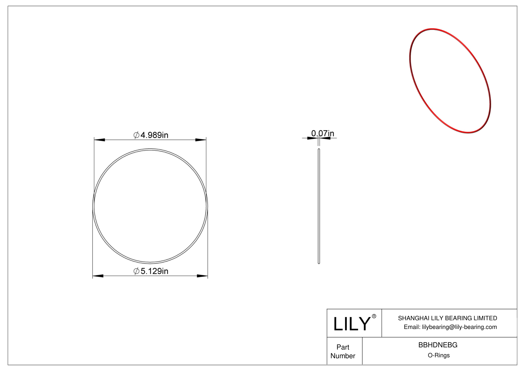 BBHDNEBG High Temperature O-Rings Round cad drawing