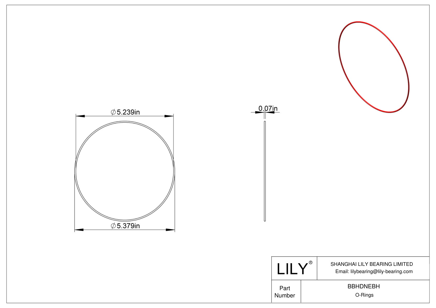BBHDNEBH High Temperature O-Rings Round cad drawing
