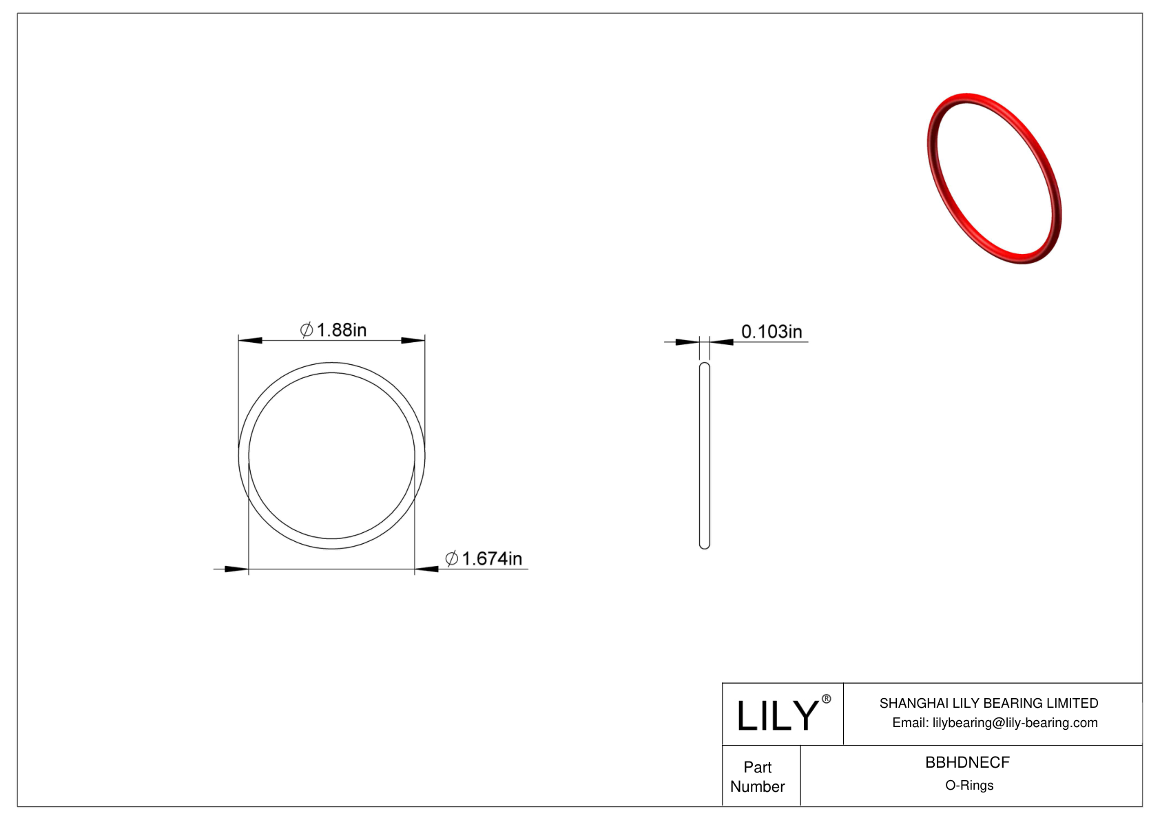 BBHDNECF High Temperature O-Rings Round cad drawing