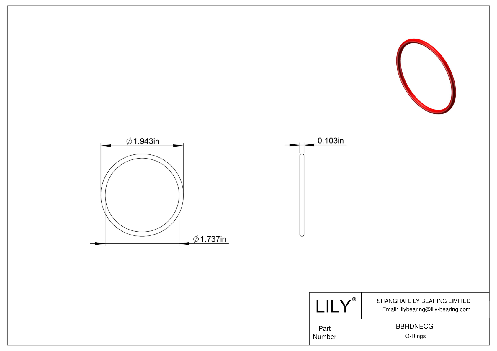 BBHDNECG High Temperature O-Rings Round cad drawing