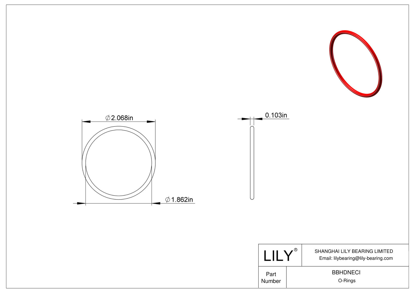 BBHDNECI High Temperature O-Rings Round cad drawing