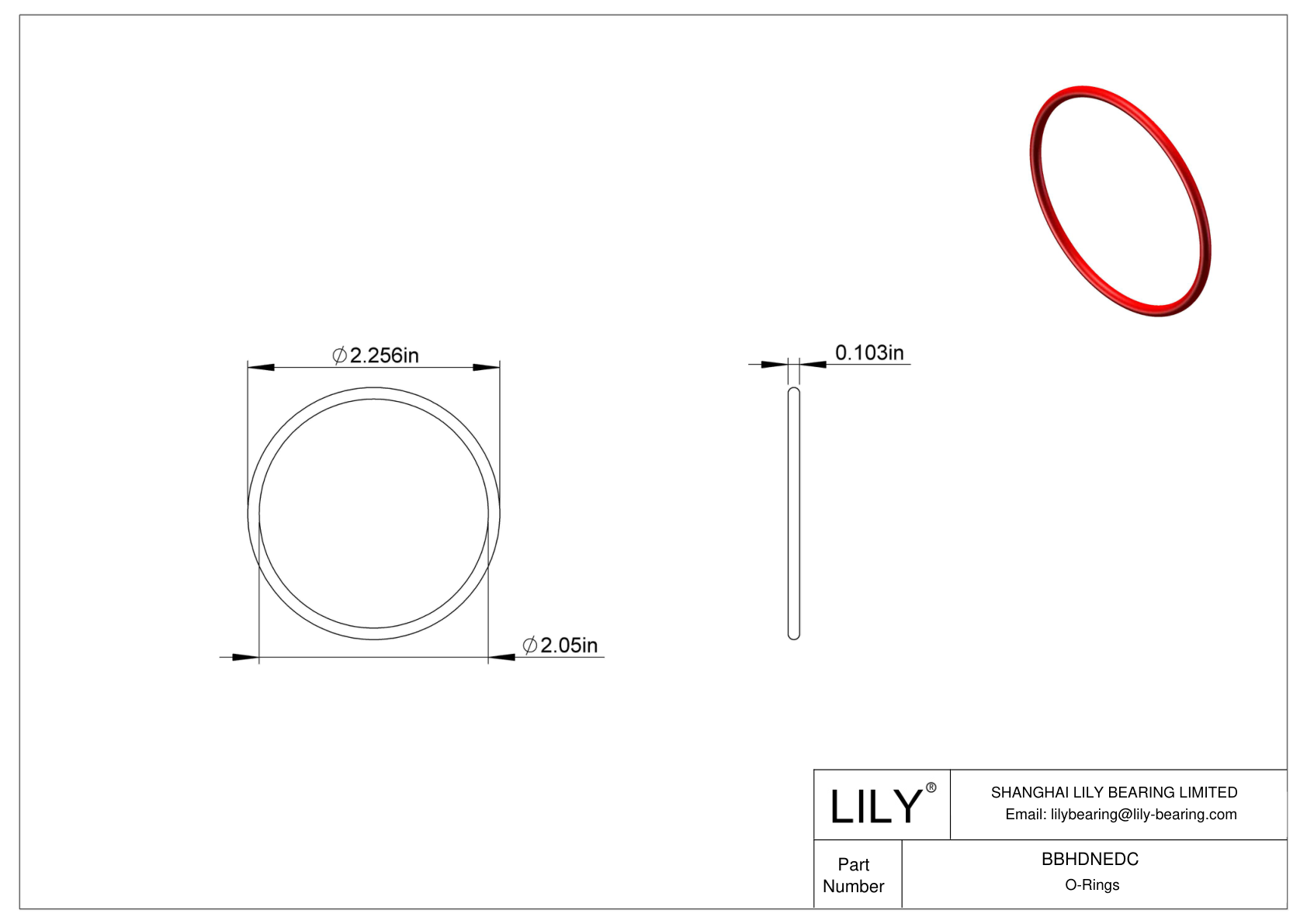 BBHDNEDC High Temperature O-Rings Round cad drawing