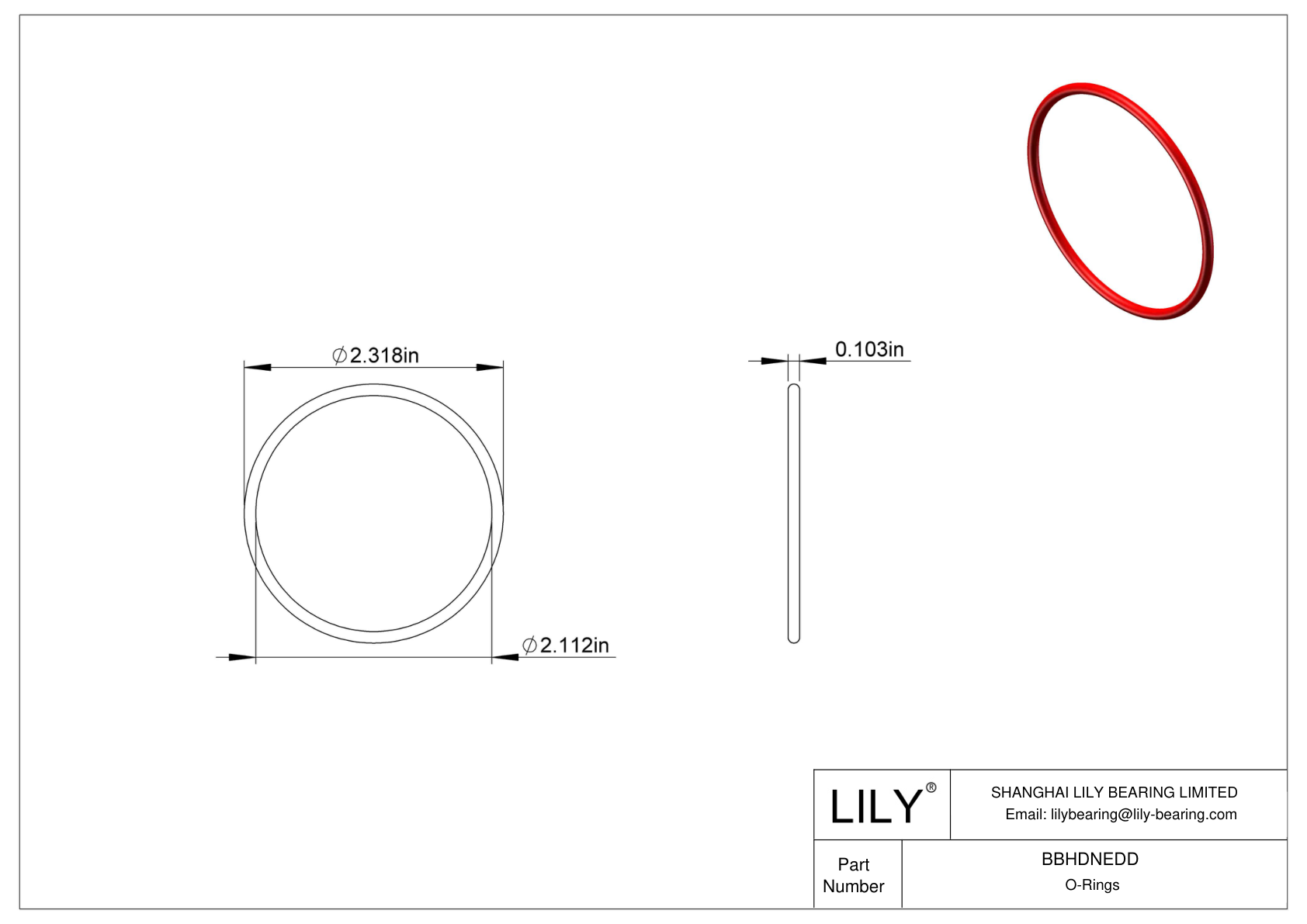 BBHDNEDD High Temperature O-Rings Round cad drawing
