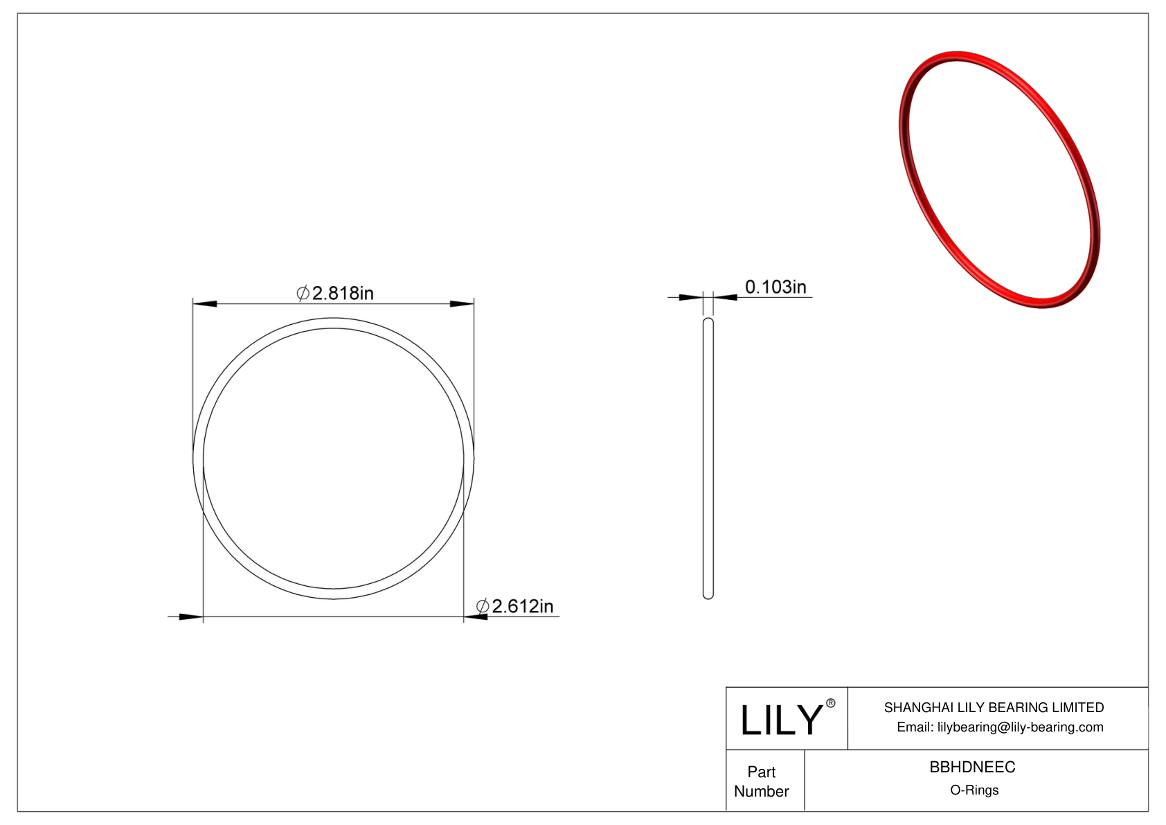 BBHDNEEC High Temperature O-Rings Round cad drawing