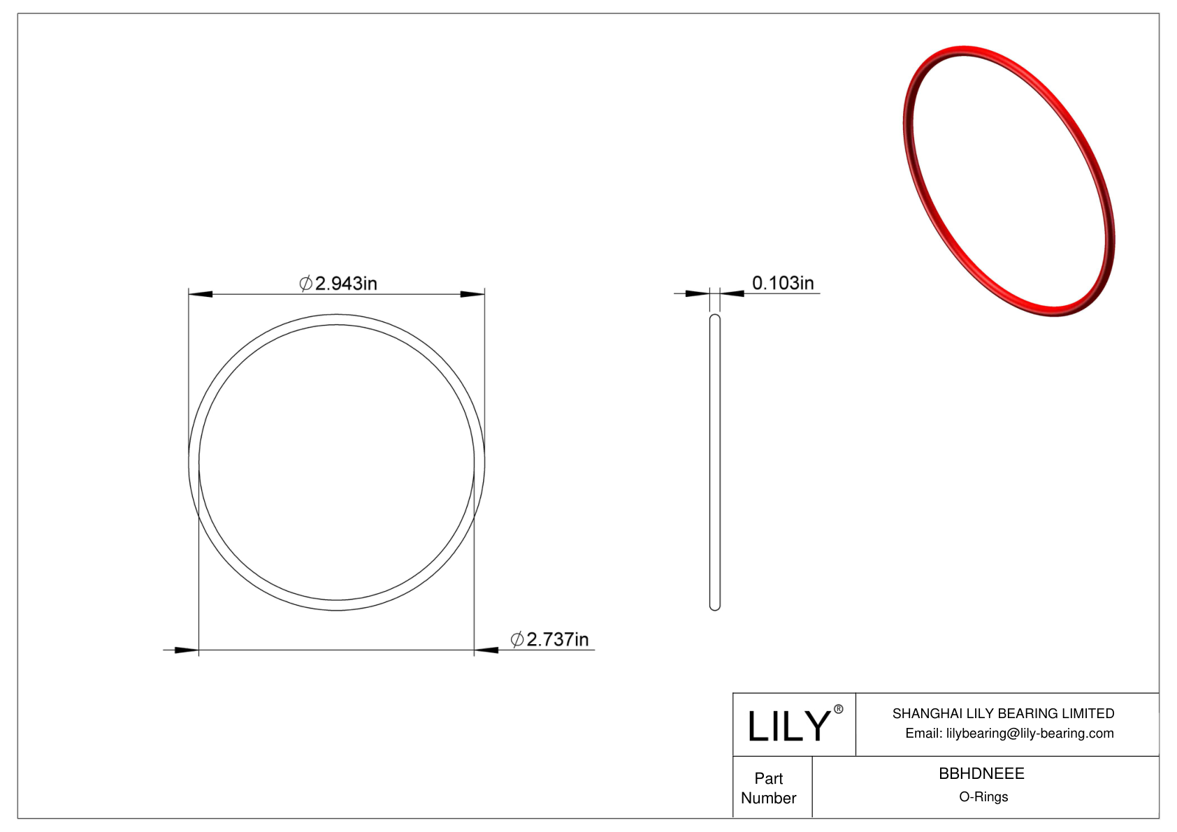BBHDNEEE High Temperature O-Rings Round cad drawing