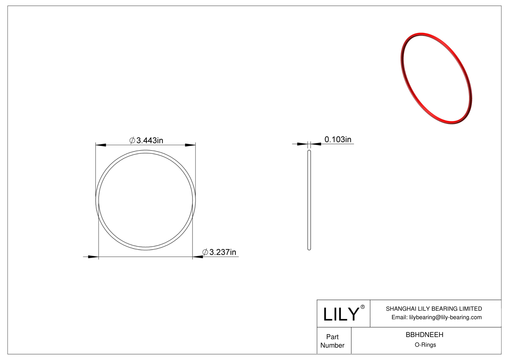 BBHDNEEH High Temperature O-Rings Round cad drawing