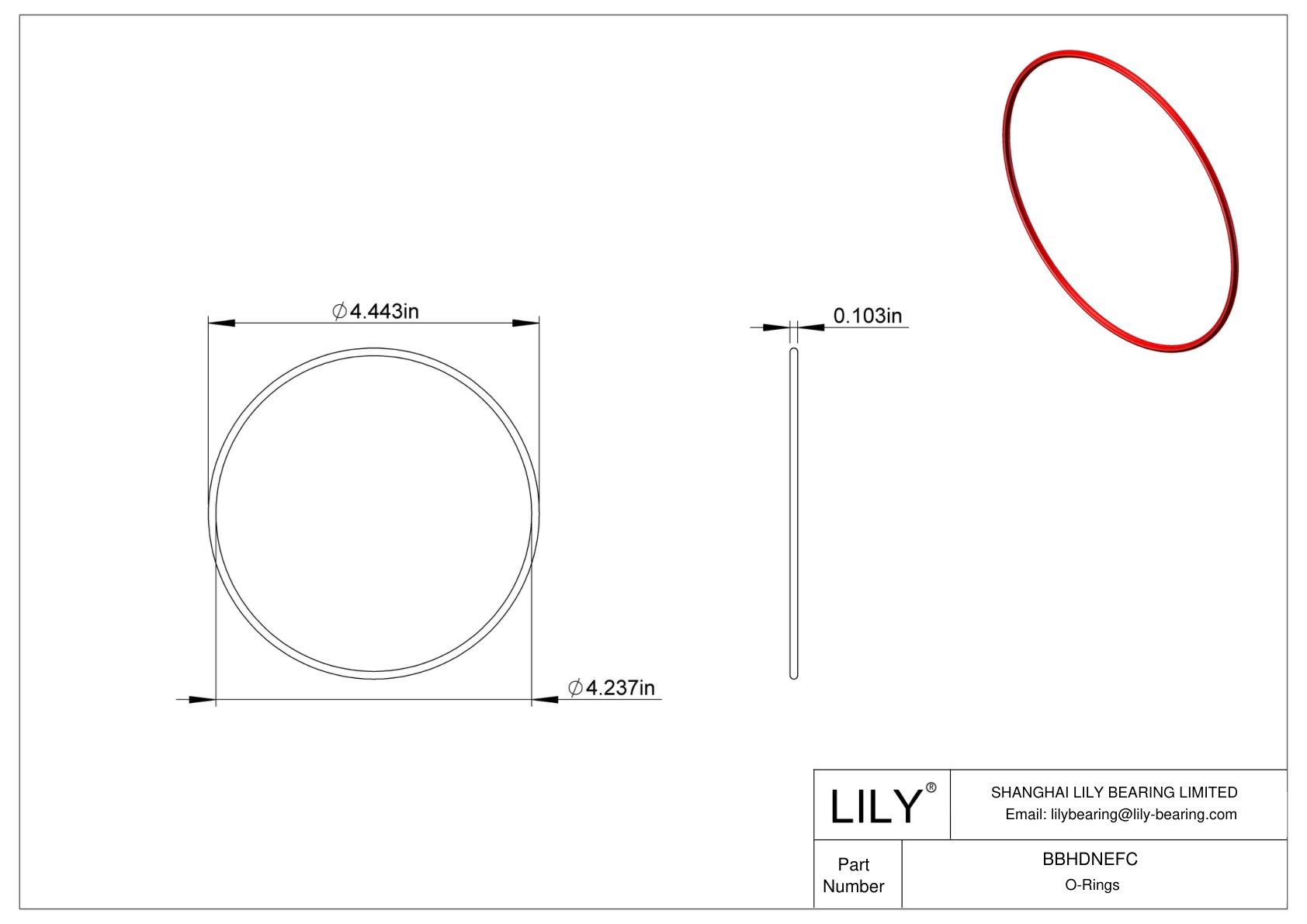 BBHDNEFC High Temperature O-Rings Round cad drawing