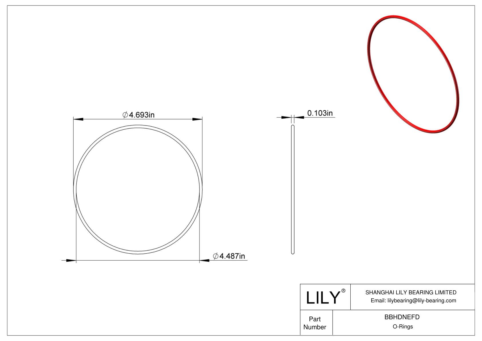 BBHDNEFD High Temperature O-Rings Round cad drawing