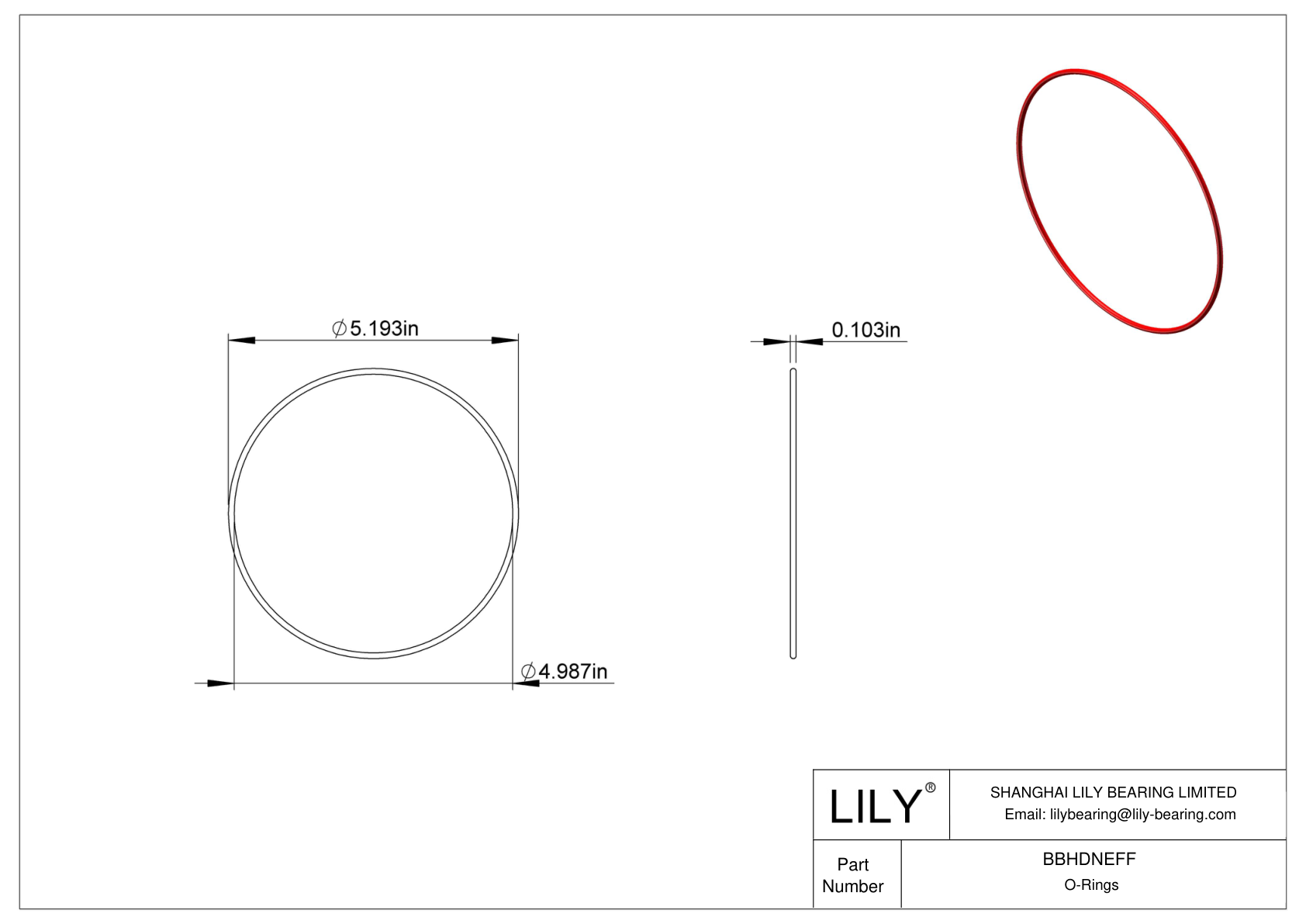 BBHDNEFF High Temperature O-Rings Round cad drawing