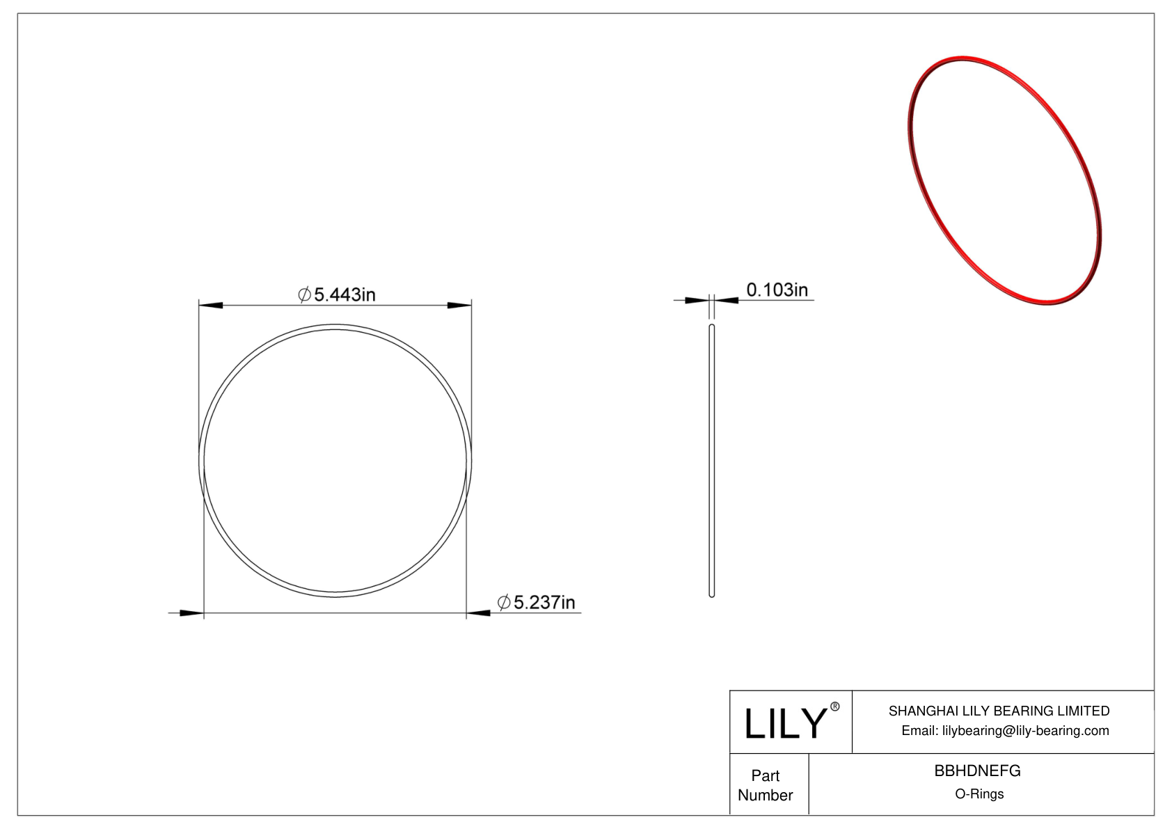 BBHDNEFG High Temperature O-Rings Round cad drawing