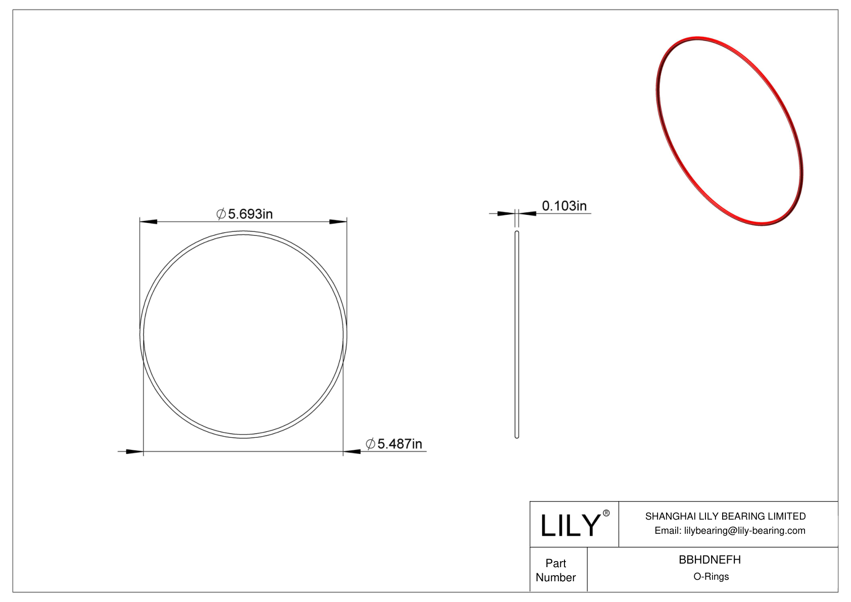 BBHDNEFH High Temperature O-Rings Round cad drawing