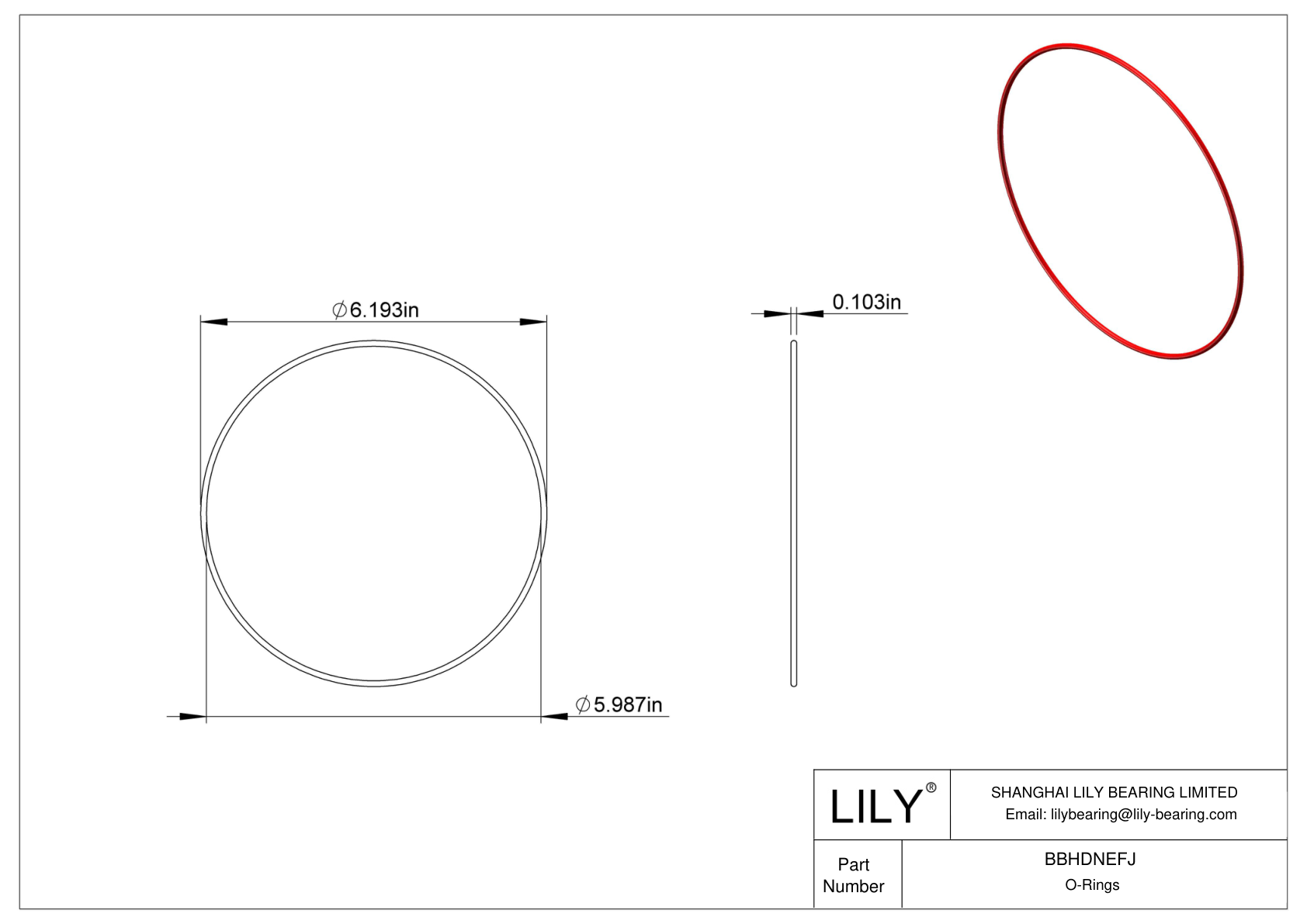 BBHDNEFJ High Temperature O-Rings Round cad drawing