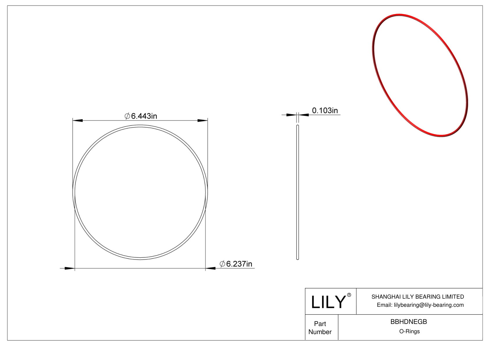 BBHDNEGB High Temperature O-Rings Round cad drawing