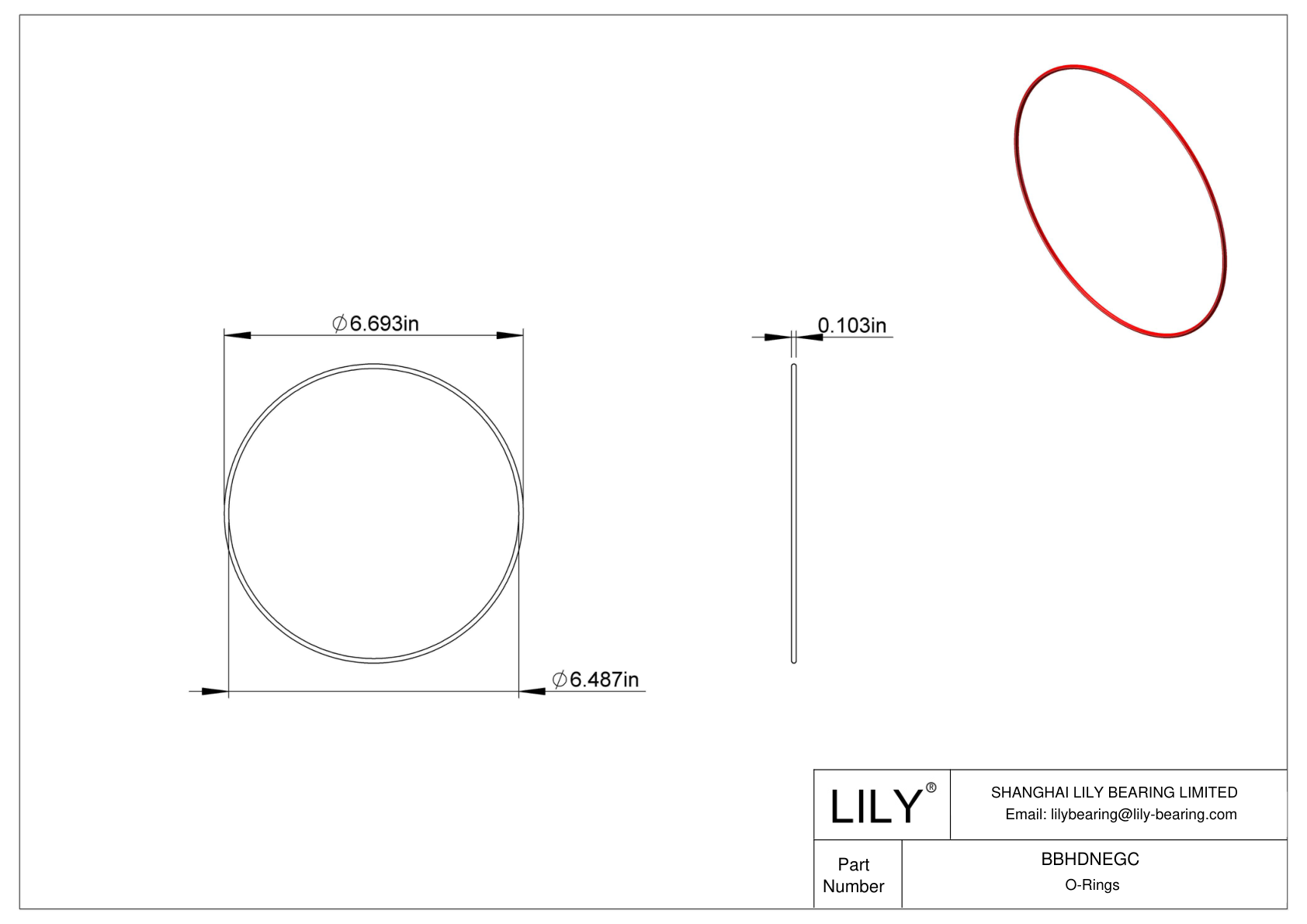 BBHDNEGC High Temperature O-Rings Round cad drawing