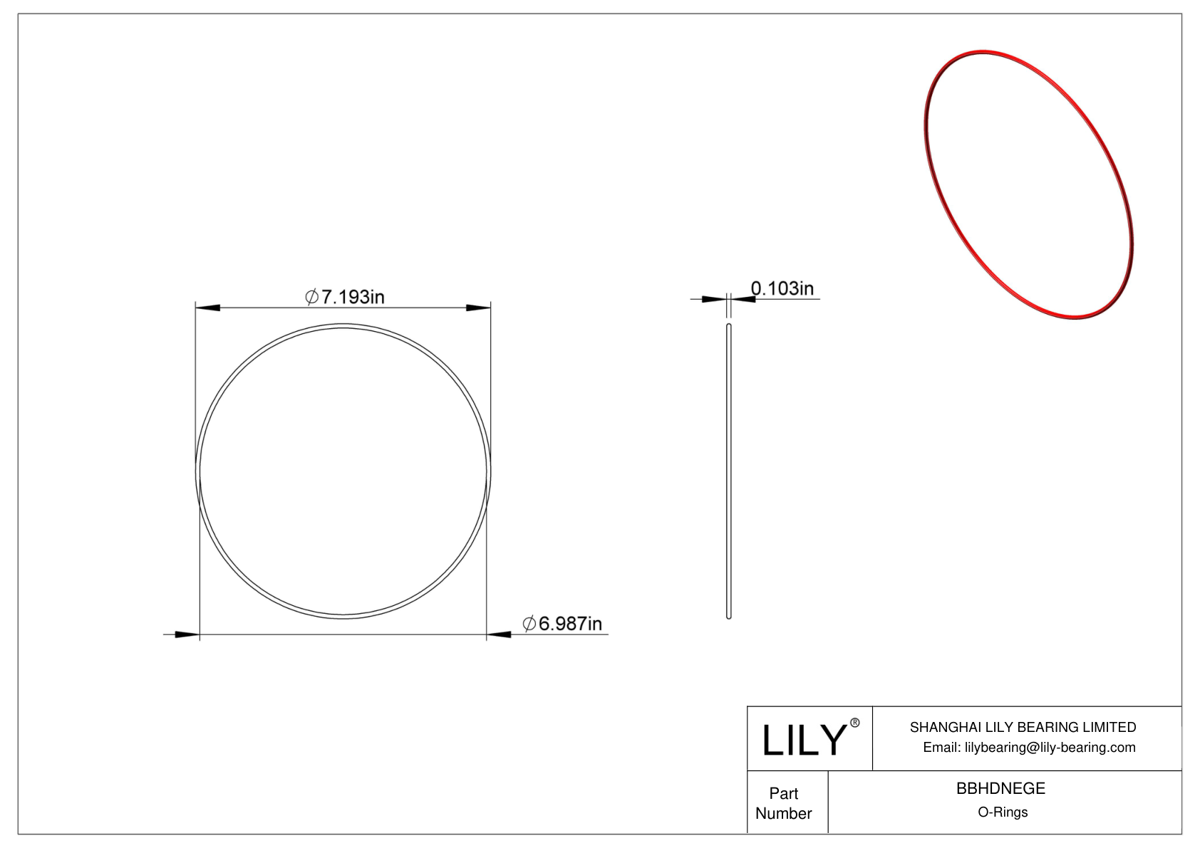 BBHDNEGE High Temperature O-Rings Round cad drawing