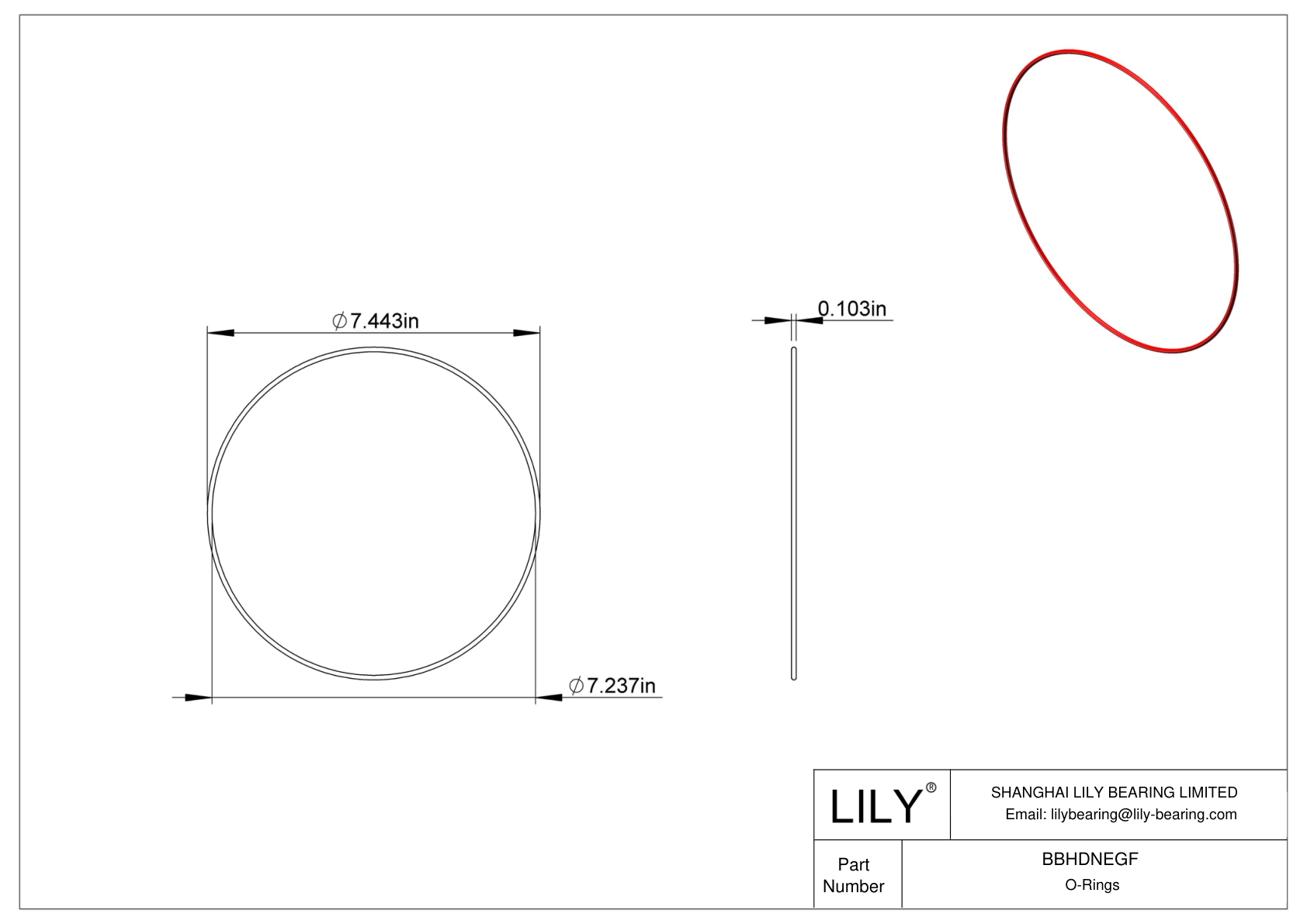 BBHDNEGF High Temperature O-Rings Round cad drawing