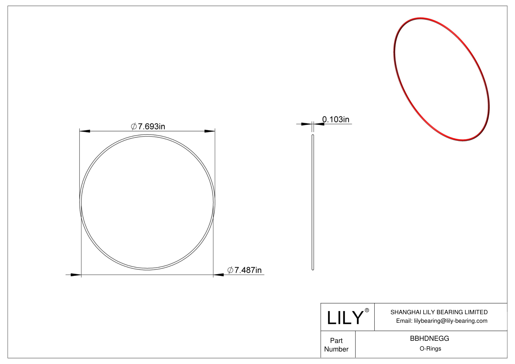BBHDNEGG High Temperature O-Rings Round cad drawing