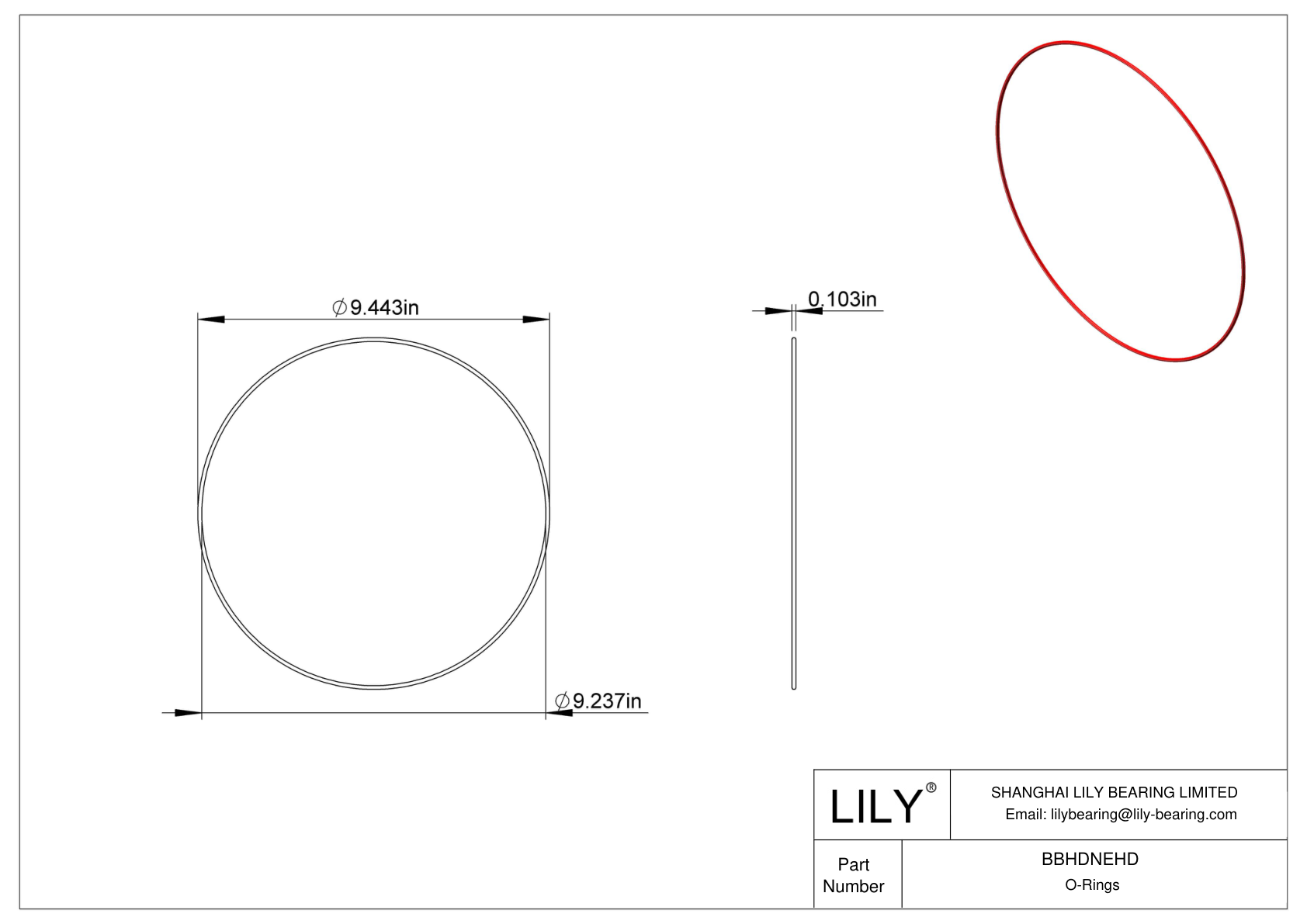 BBHDNEHD High Temperature O-Rings Round cad drawing