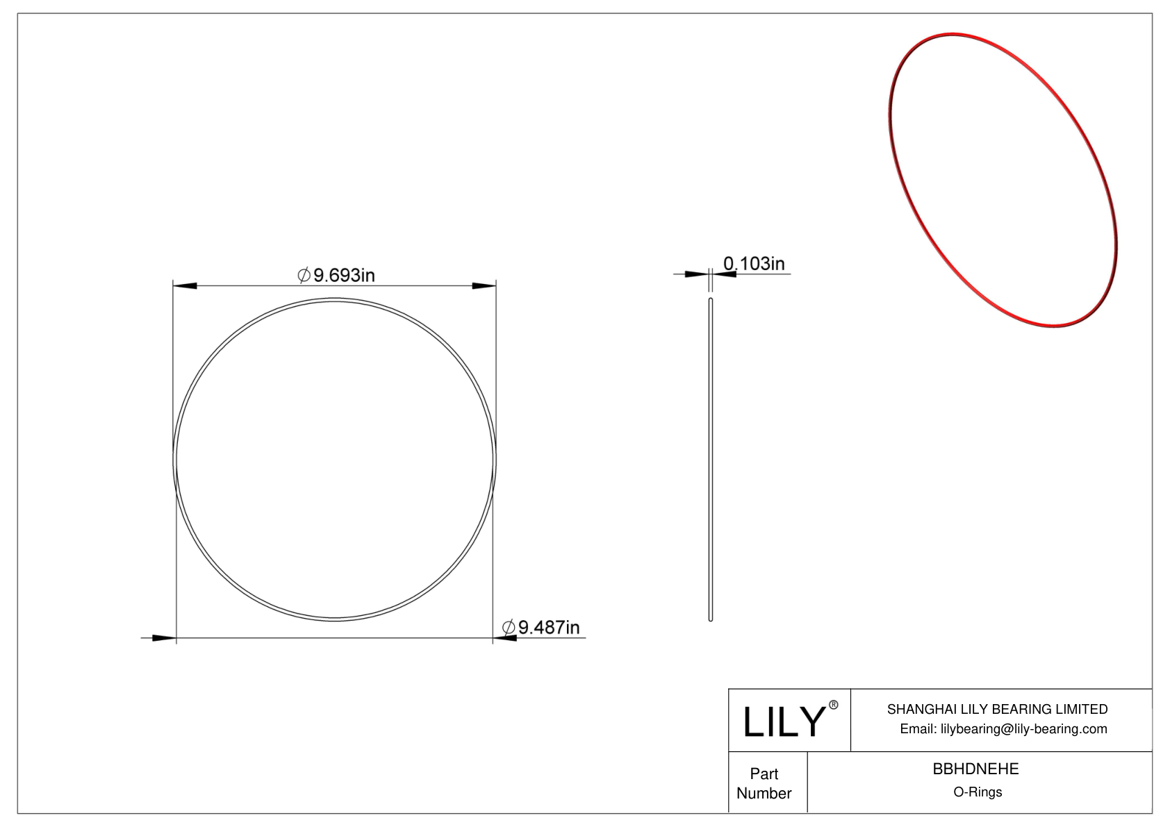 BBHDNEHE High Temperature O-Rings Round cad drawing