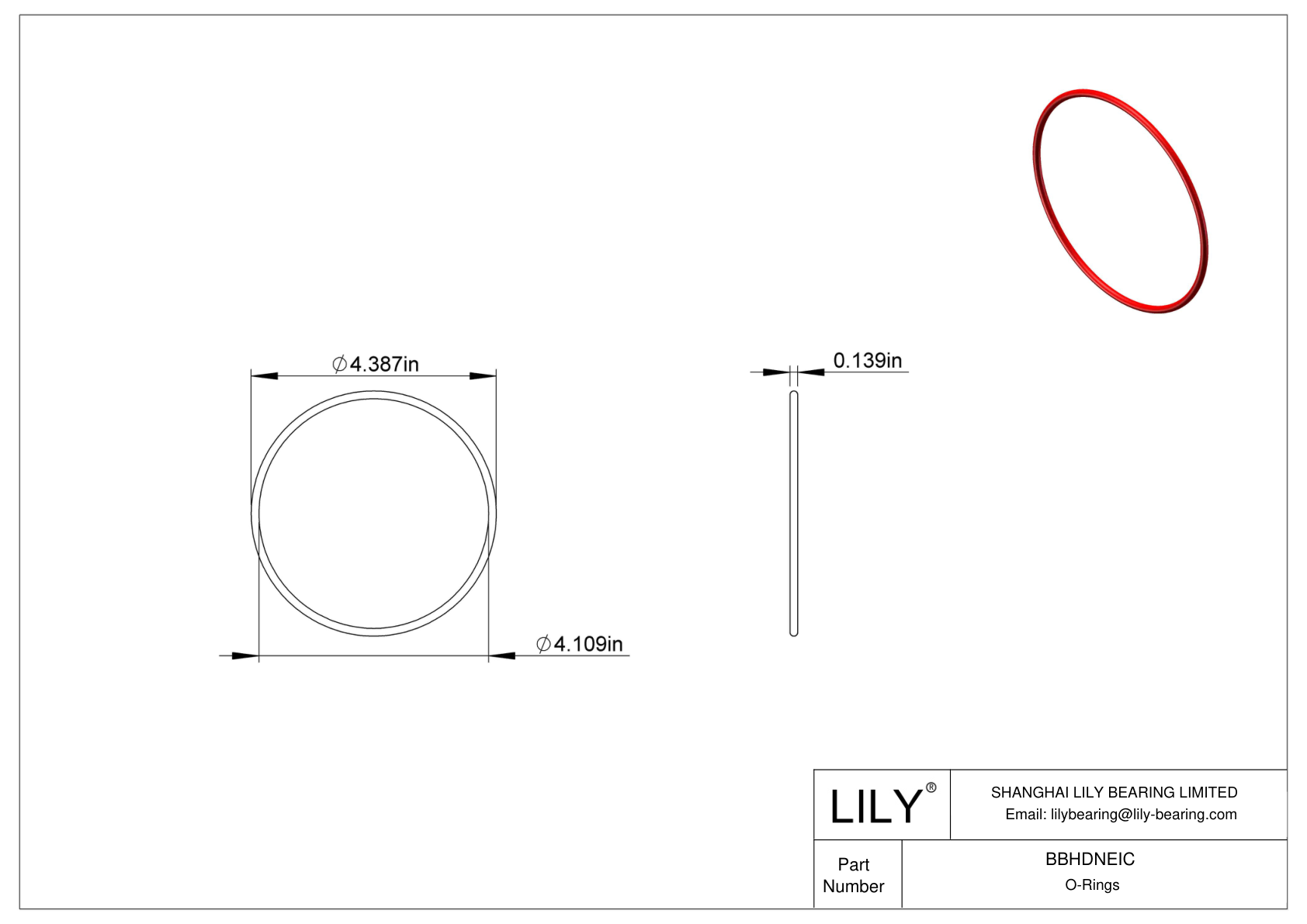 BBHDNEIC High Temperature O-Rings Round cad drawing