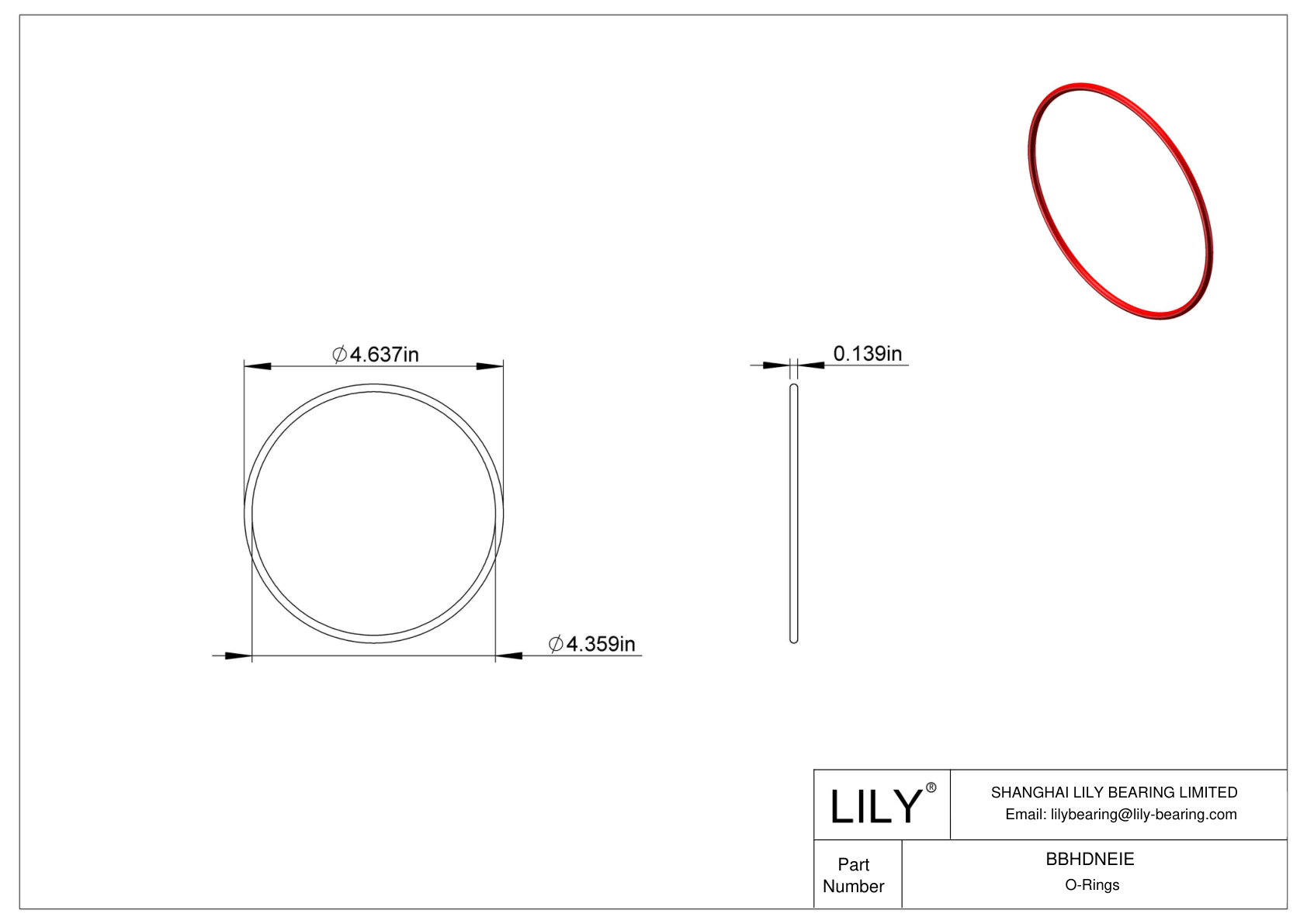 BBHDNEIE High Temperature O-Rings Round cad drawing
