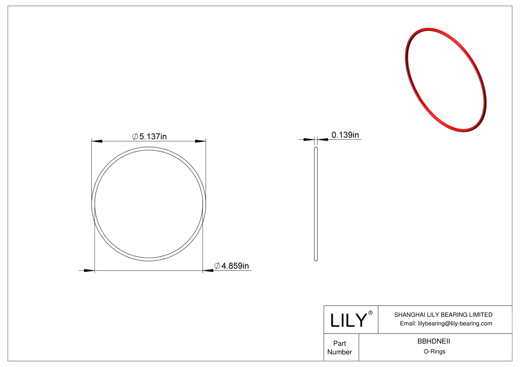 BBHDNEII High Temperature O-Rings Round cad drawing
