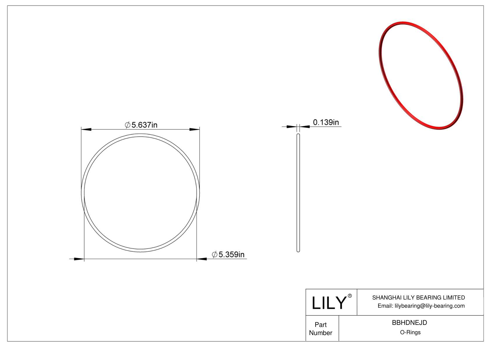 BBHDNEJD High Temperature O-Rings Round cad drawing