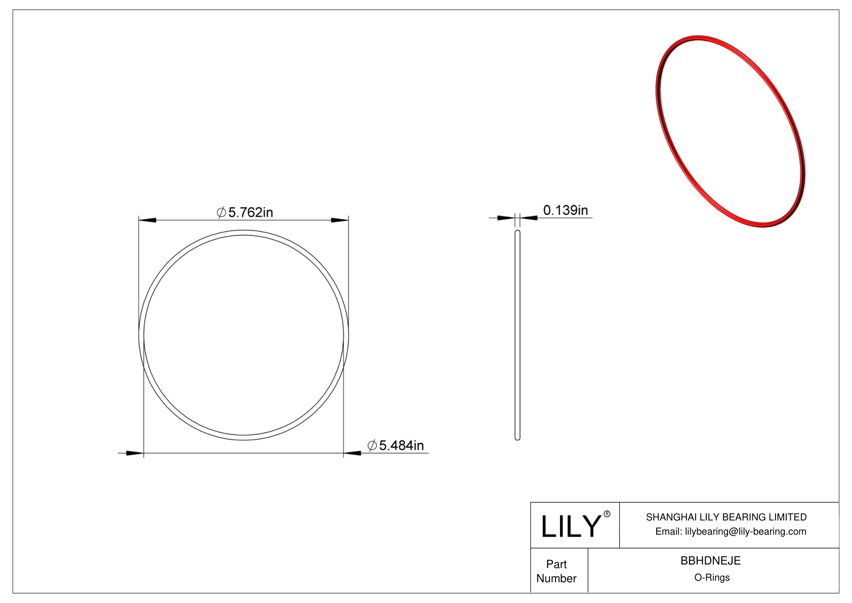 BBHDNEJE High Temperature O-Rings Round cad drawing