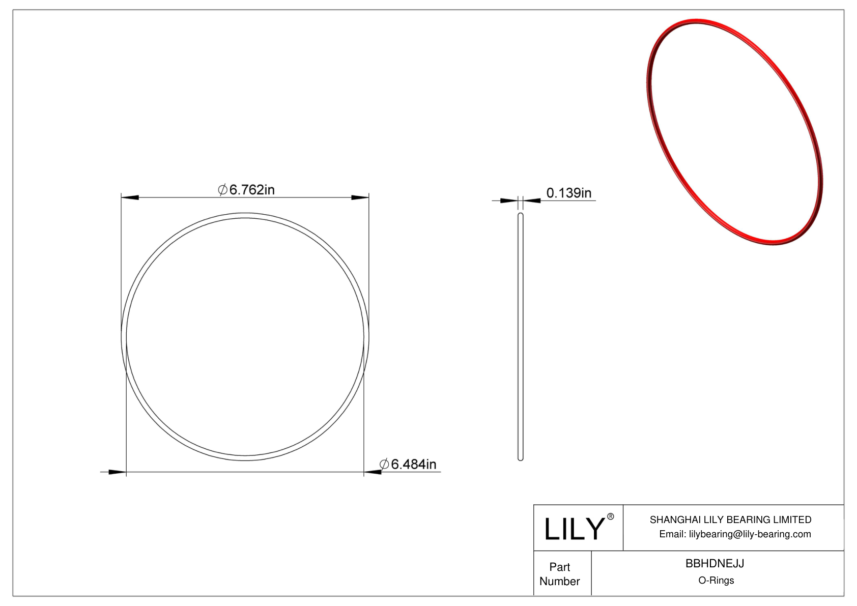 BBHDNEJJ High Temperature O-Rings Round cad drawing