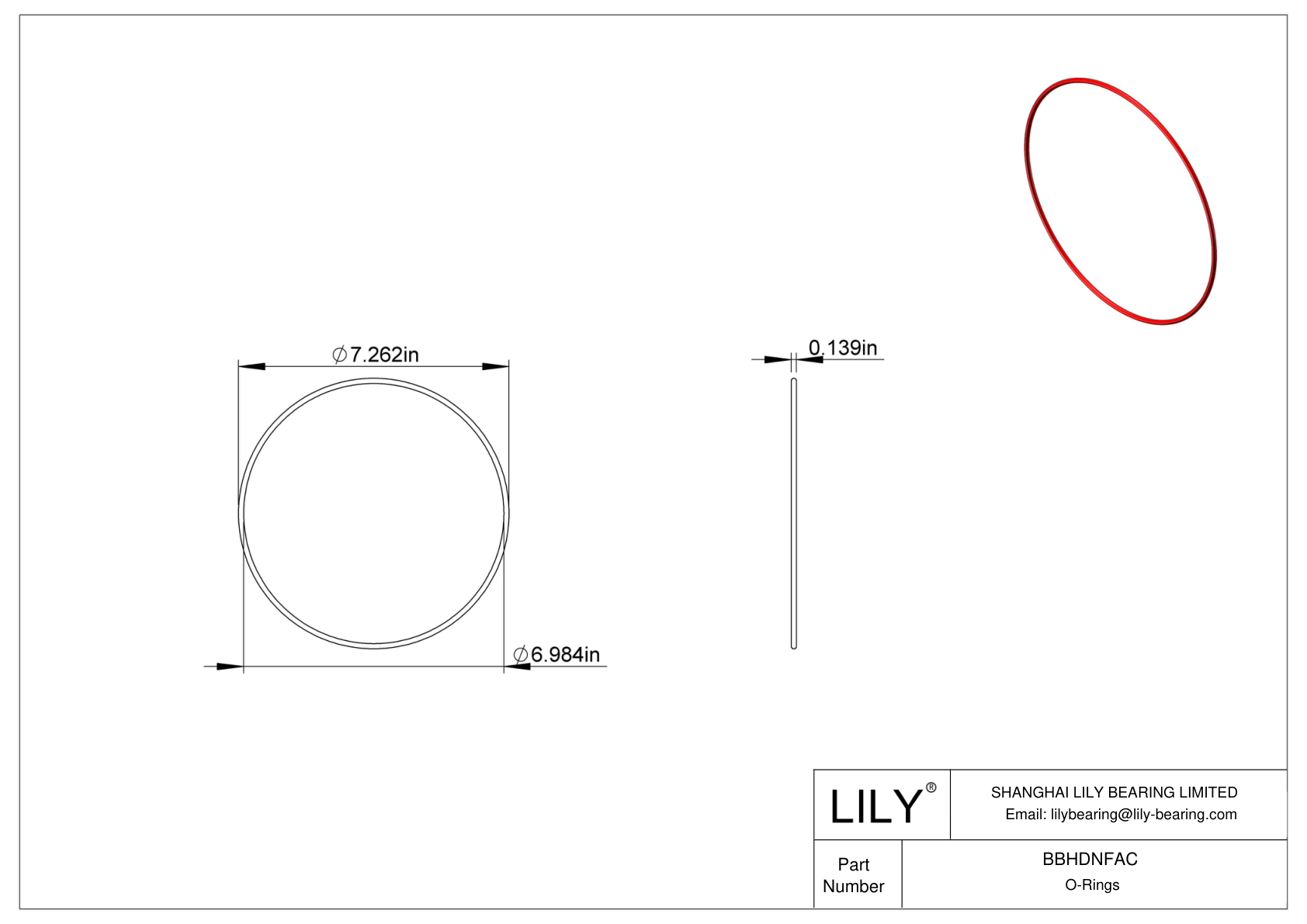BBHDNFAC High Temperature O-Rings Round cad drawing