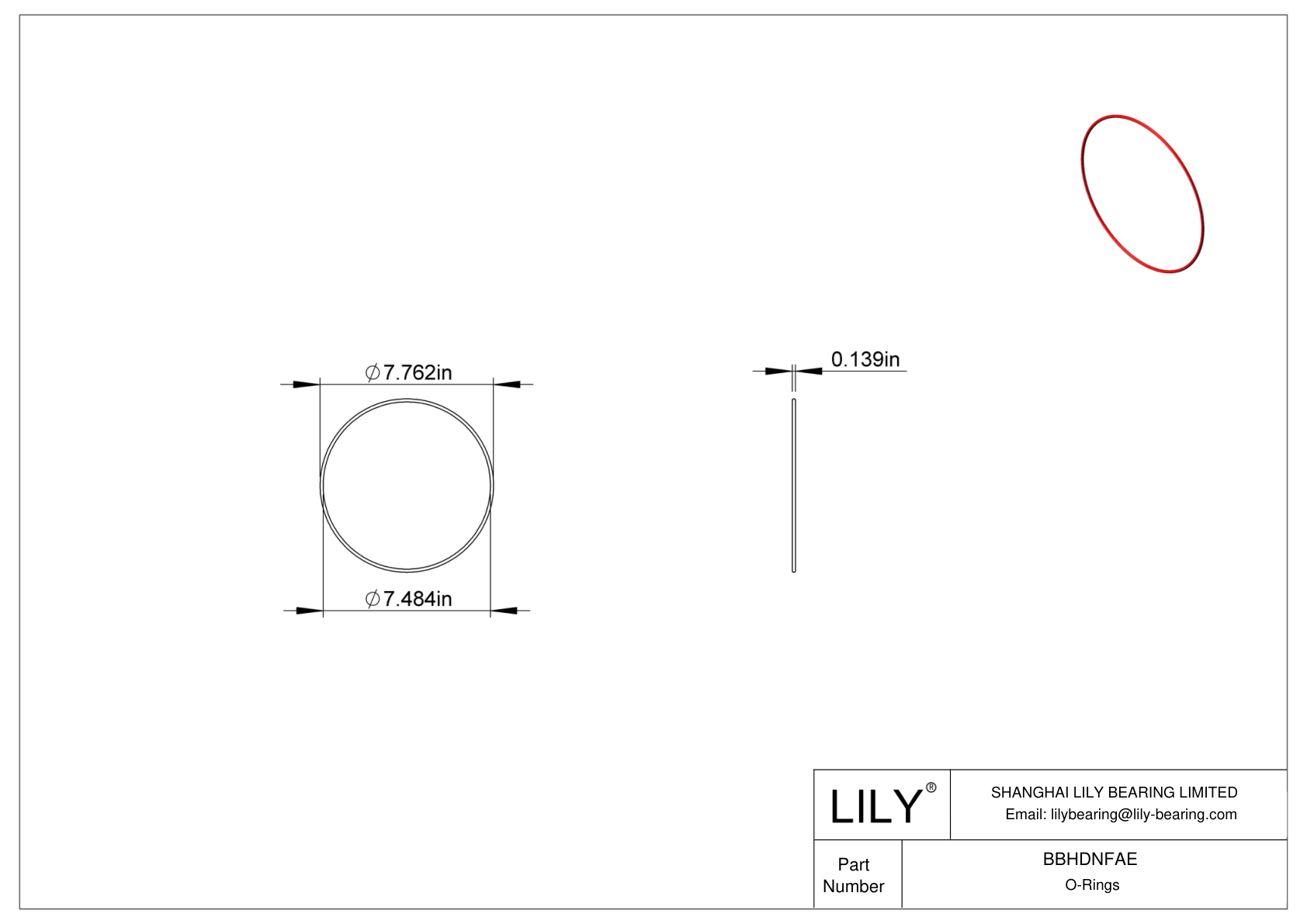 BBHDNFAE High Temperature O-Rings Round cad drawing